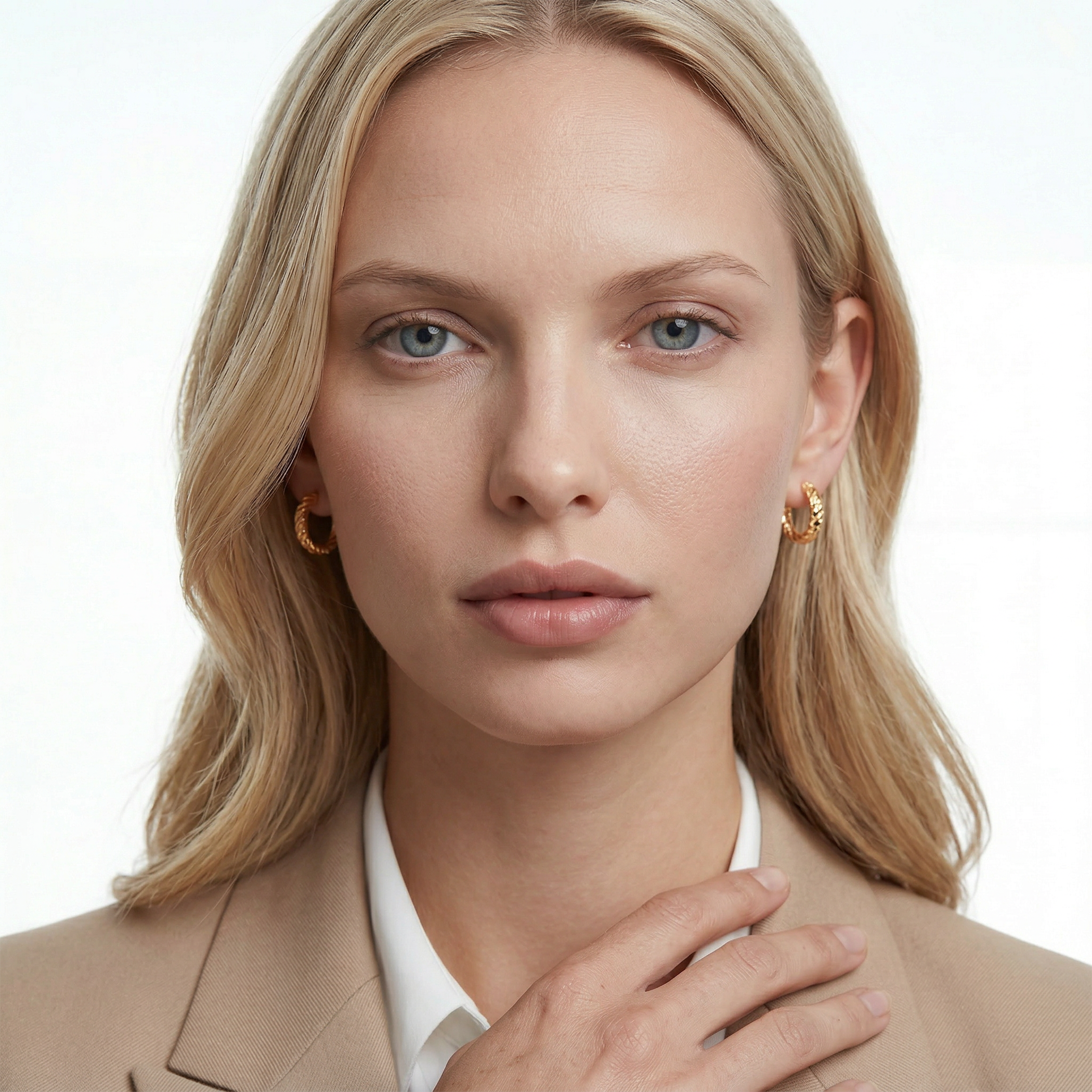 Kolczyki SAVICKI: diamentowane na brzegach złote (585) - 5