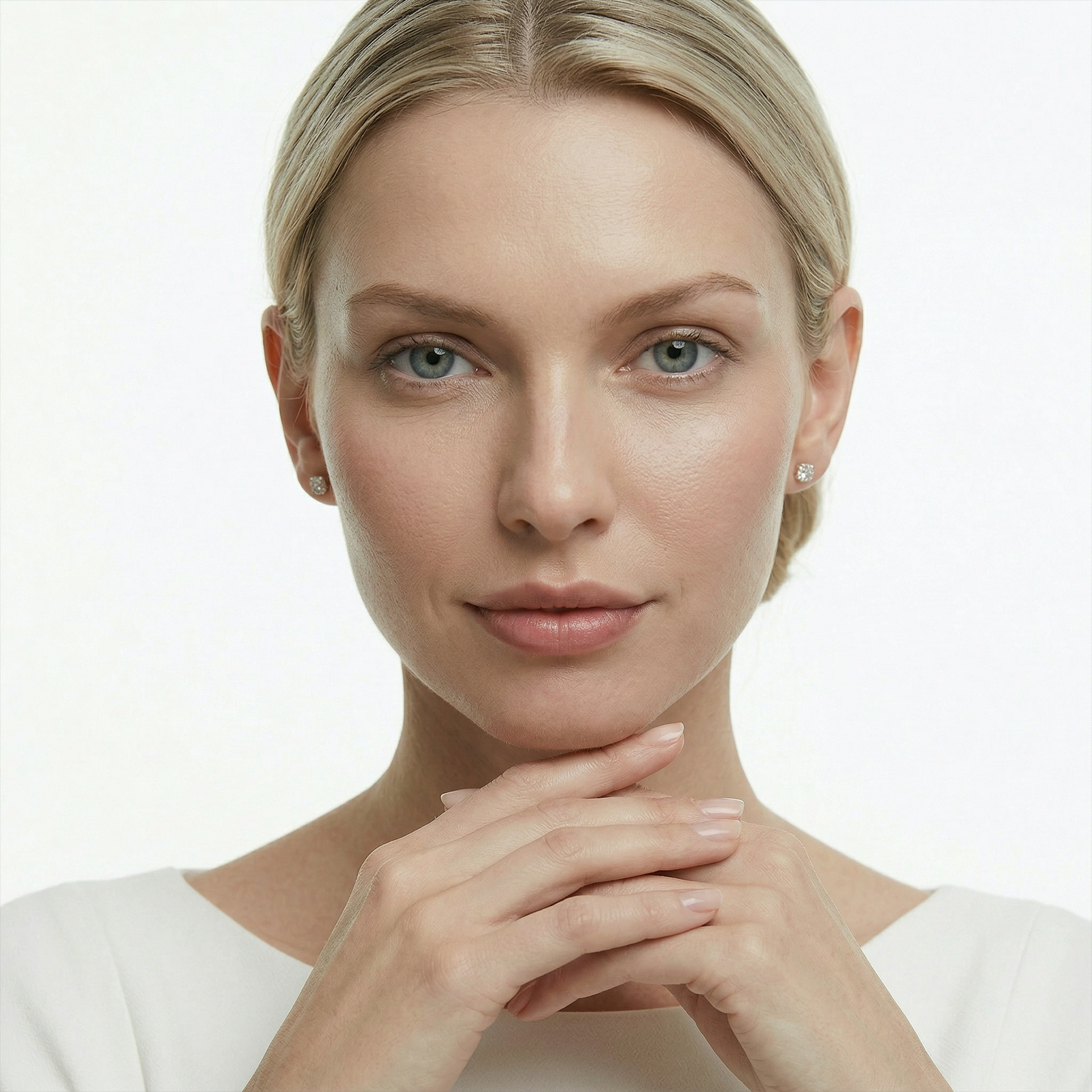 Kolczyki Savicki: złote z centralnie umieszczoną cyrkonią w oprawie mniejszych - 5