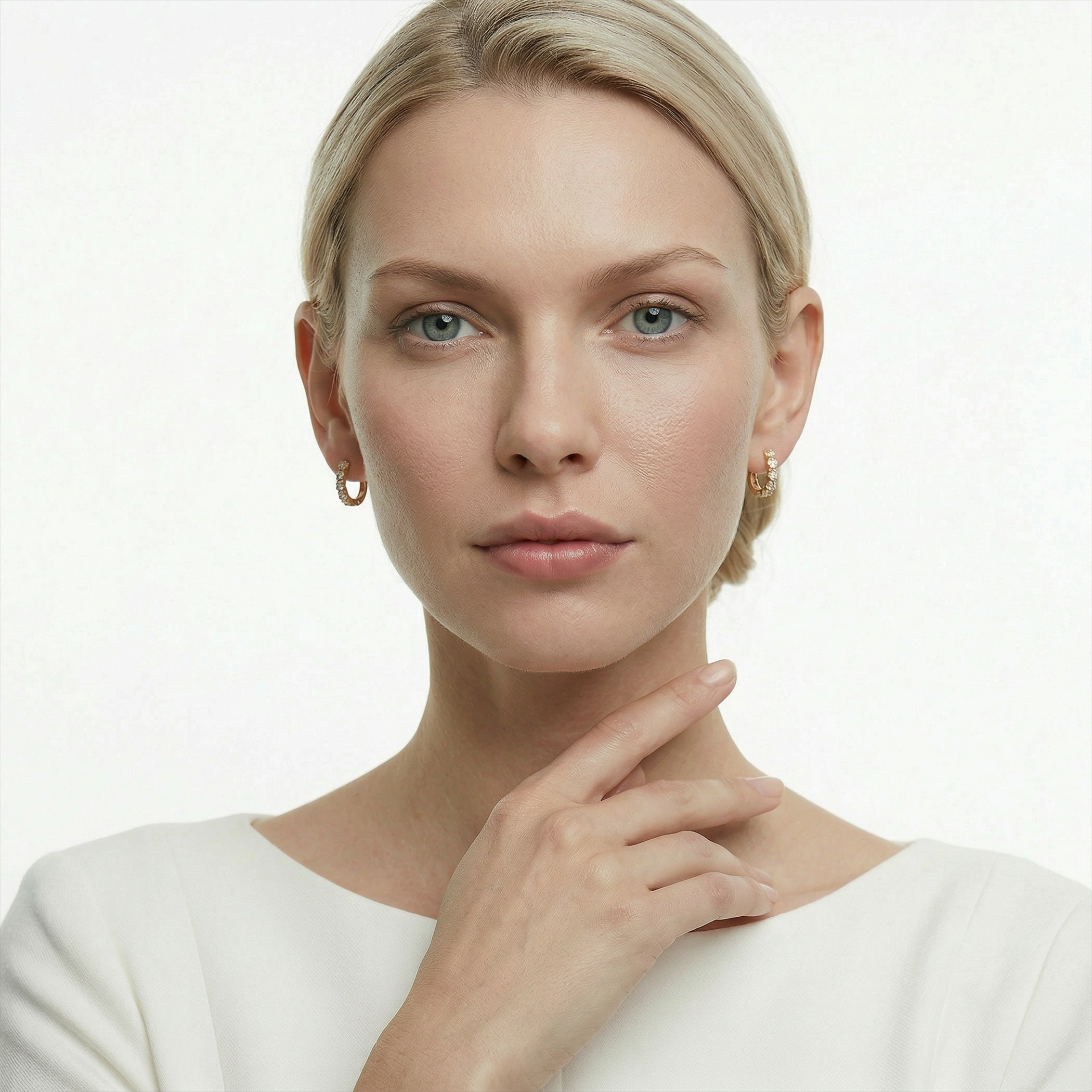 Kolczyki Savicki: złote (585) kwiatki z cyrkoniami - 5