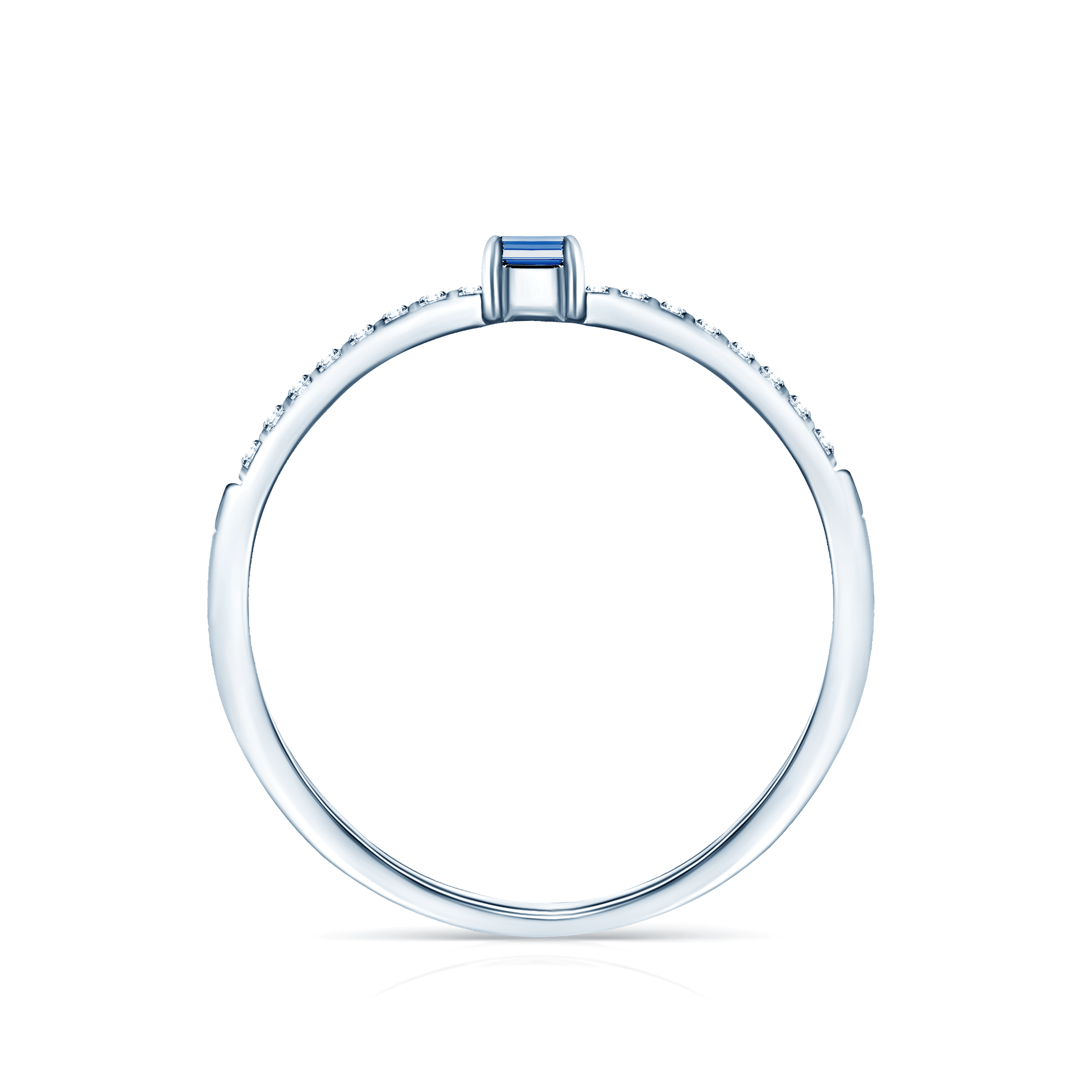 Pierścionek zaręczynowy SAVICKI: białe złoto, niebieski szafir