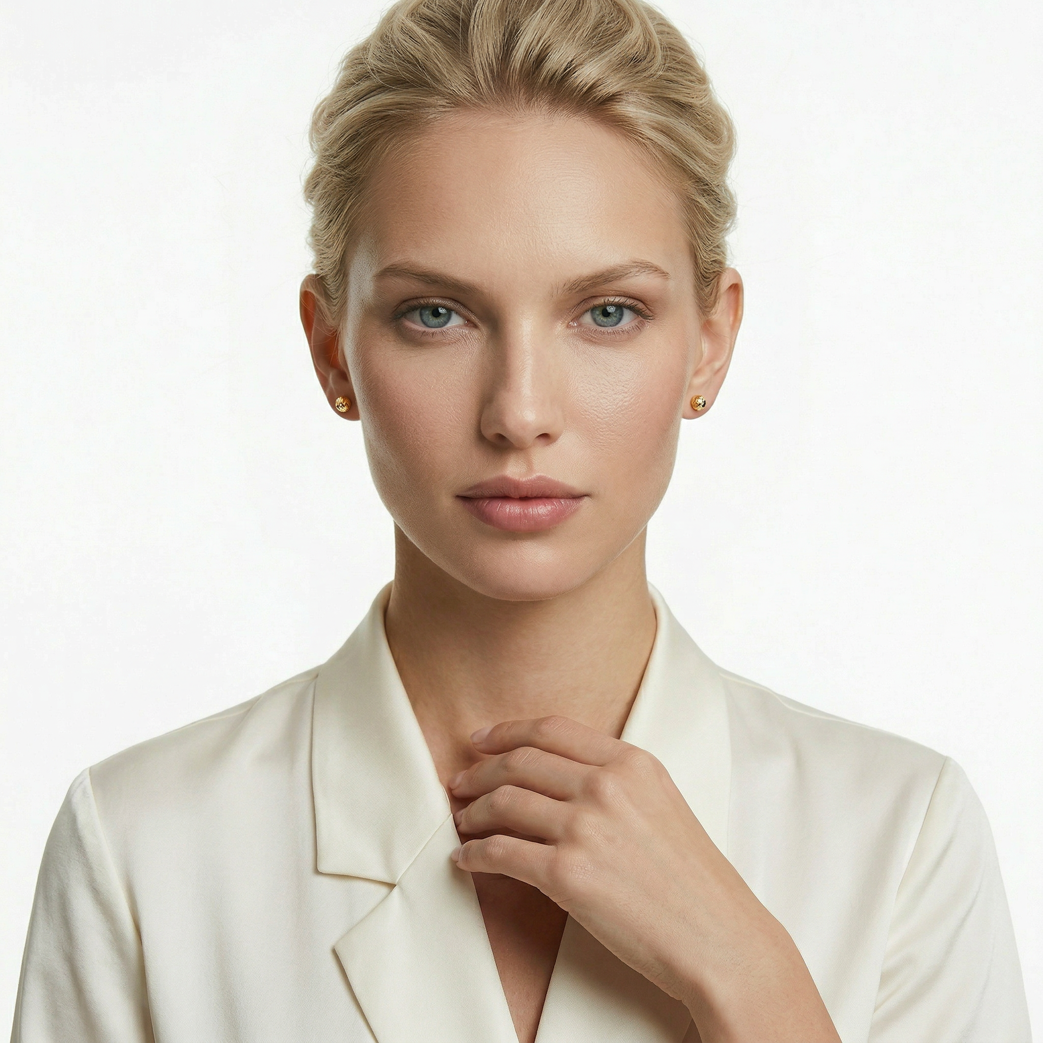 Kolczyki kulki Savicki: Super lekkie, diamentowane złote (585) 7mm - 5