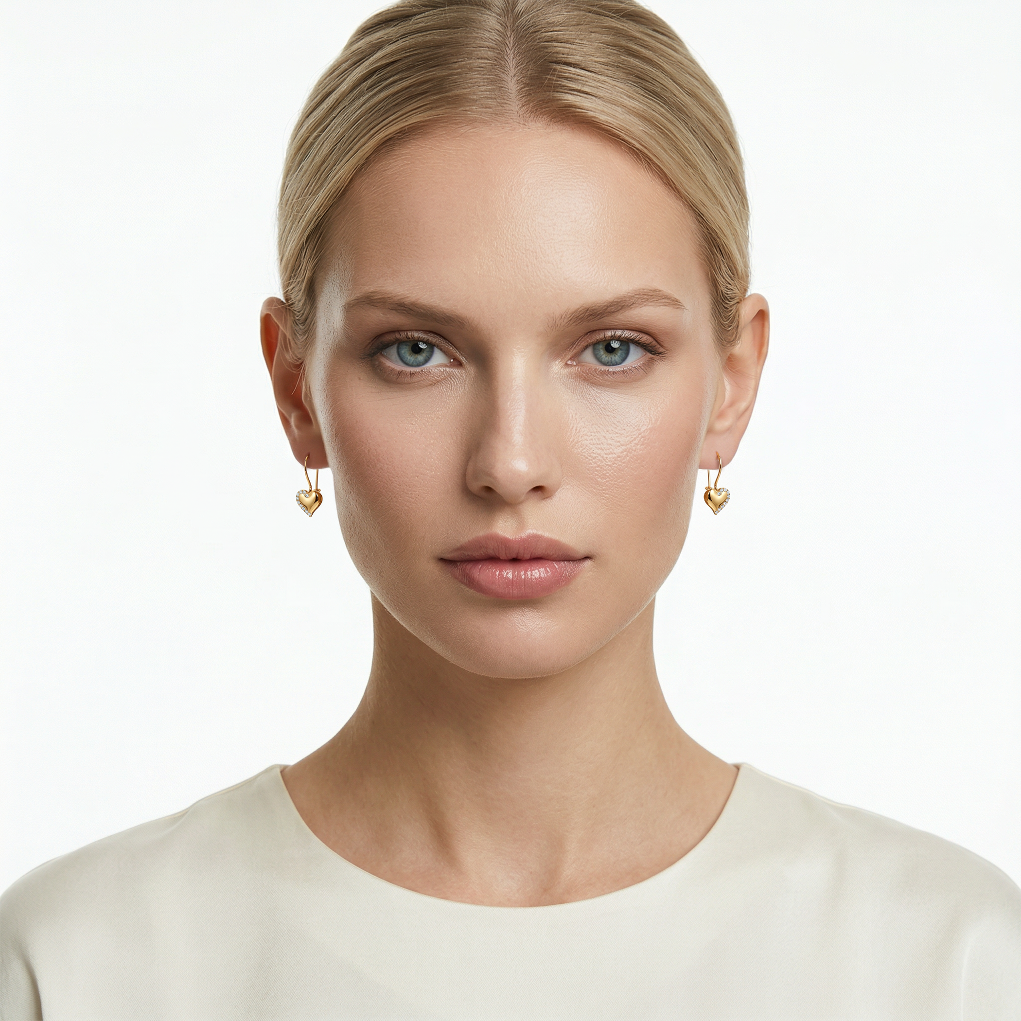 Kolczyki  Savicki: złote serca z cyrkoniami - 5