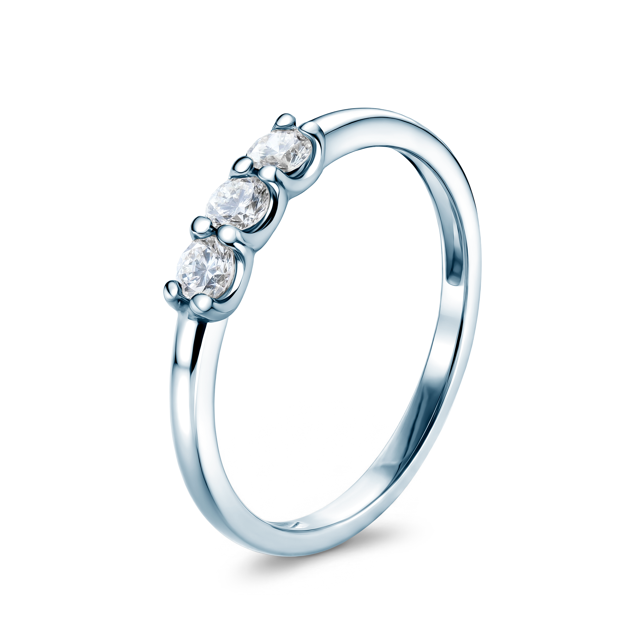 Pierścionek z białego złota z diamentami laboratoryjnymi 3x0,1ct - 3