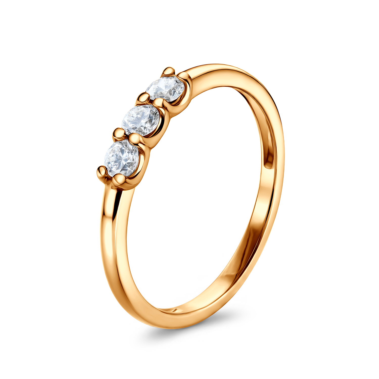 Pierścionek złoty z diamentami laboratoryjnymi 3x0,1ct - 3