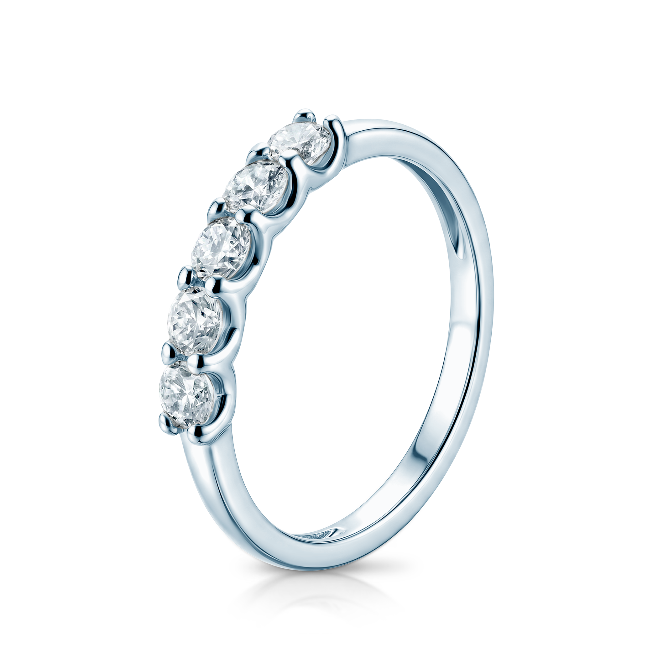 Pierścionek z białego złota z diamentami laboratoryjnymi 5x0,1ct - 3