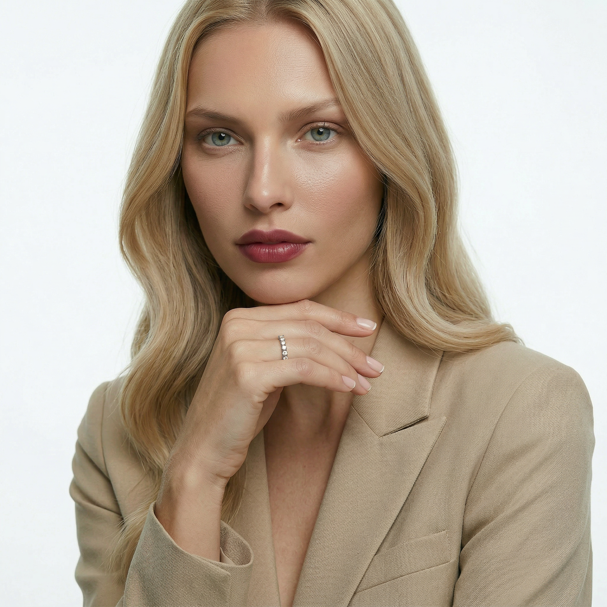 Pierścionek z białego złota z diamentami 9x0,1ct - 5