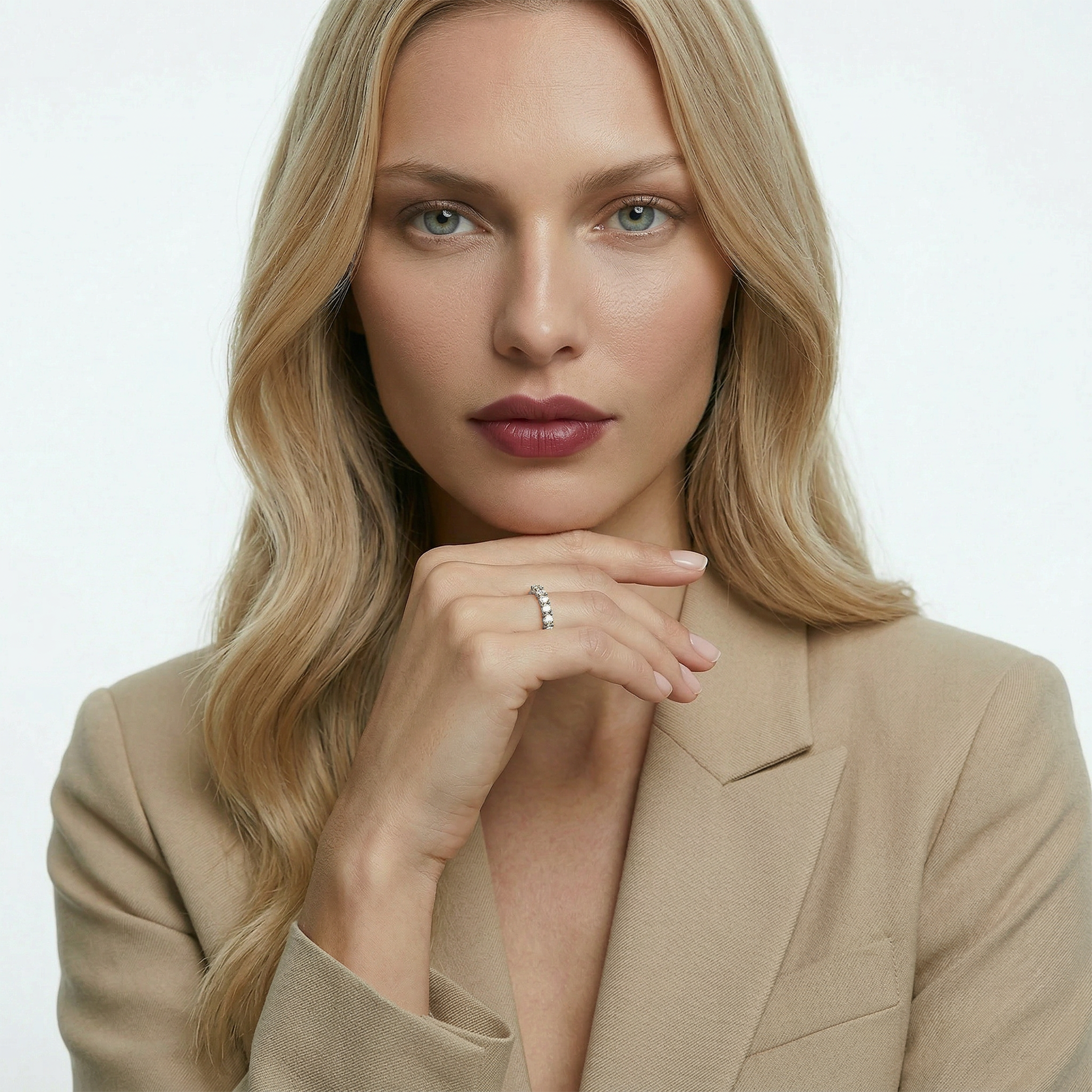 Pierścionek z białego złota z diamentami laboratoryjnymi 11x0,1ct - 4