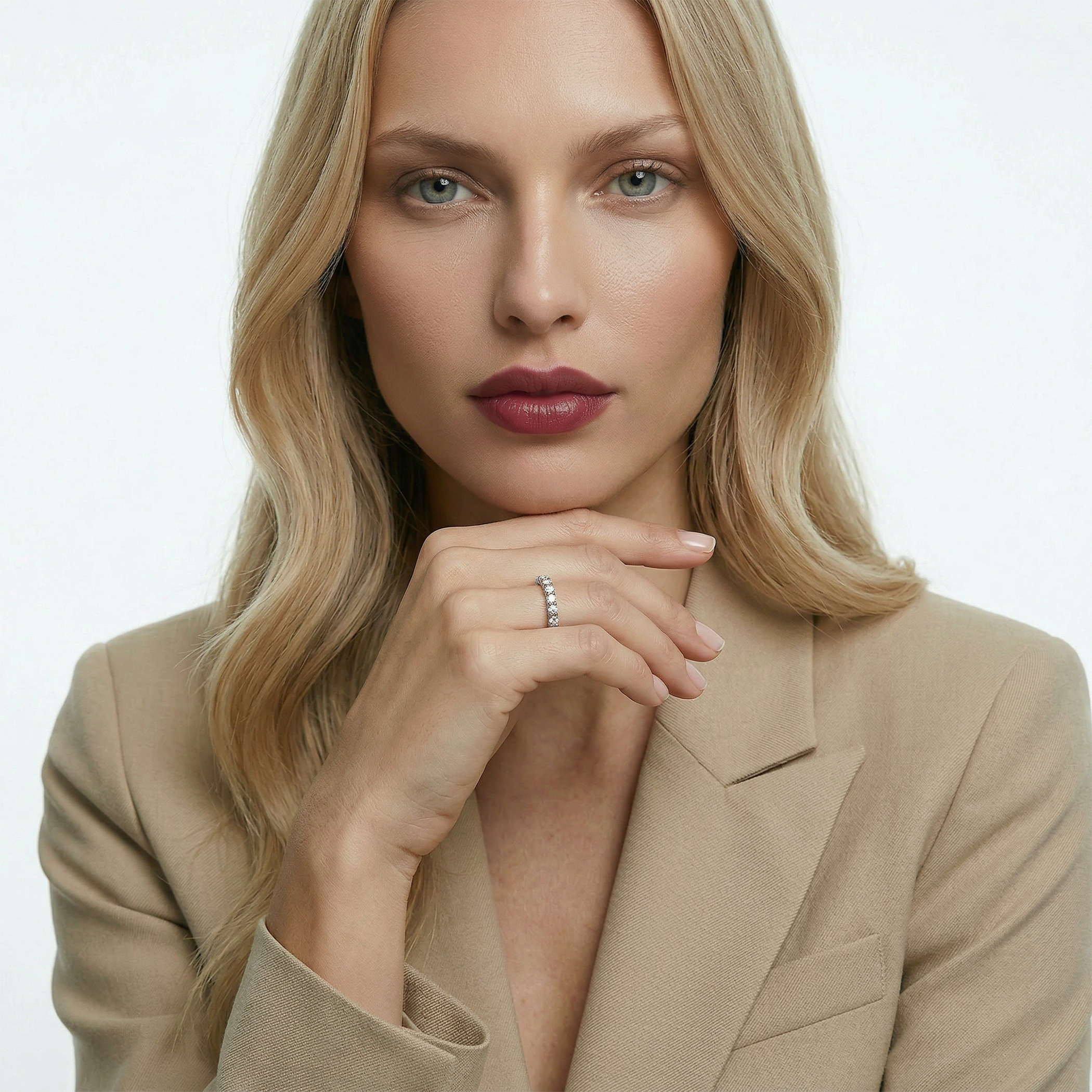 Pierścionek z białego złota z diamentami laboratoryjnymi 15x0,1ct - 4