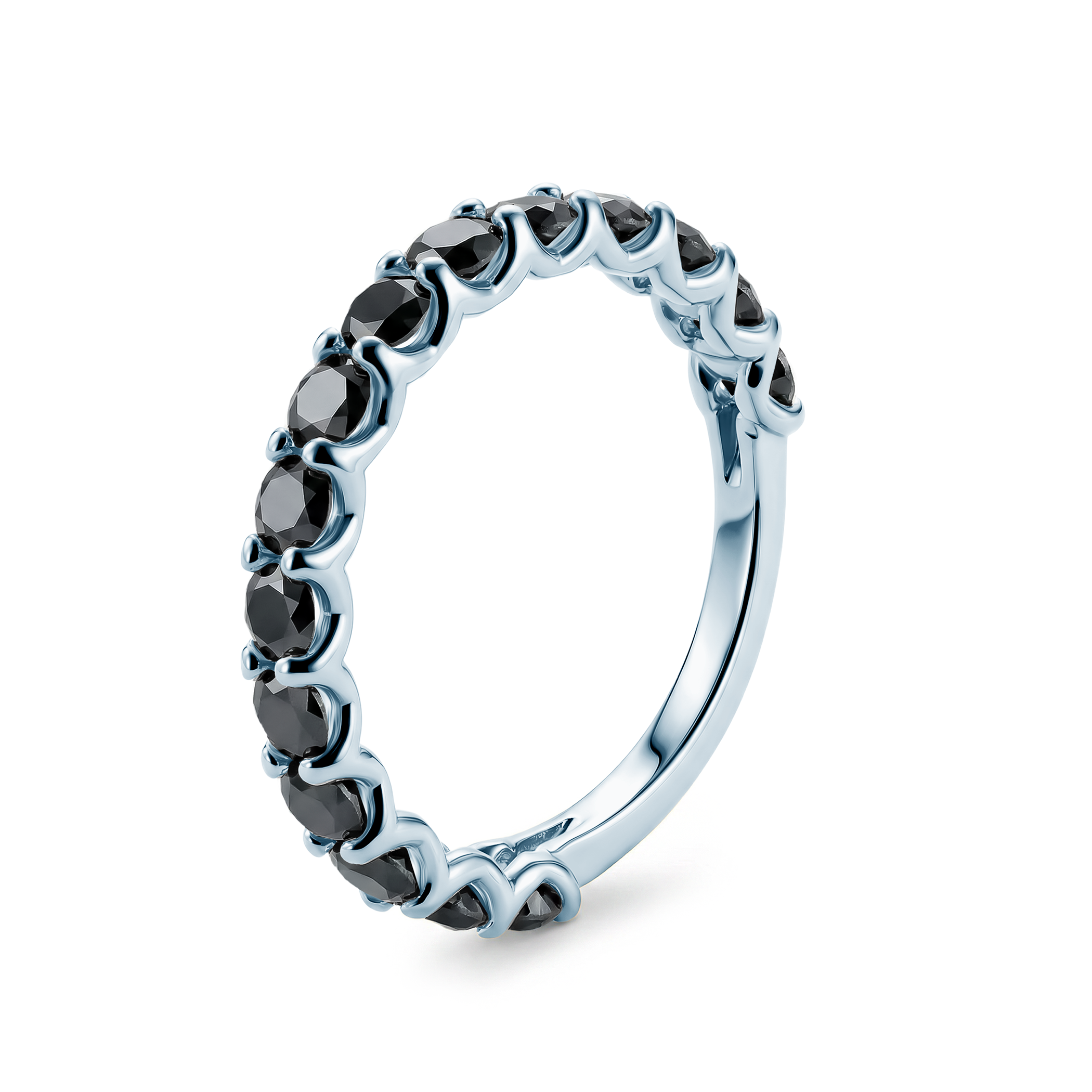 Pierścionek z białego złota z czarnymi diamentami 15x0,12ct - 3