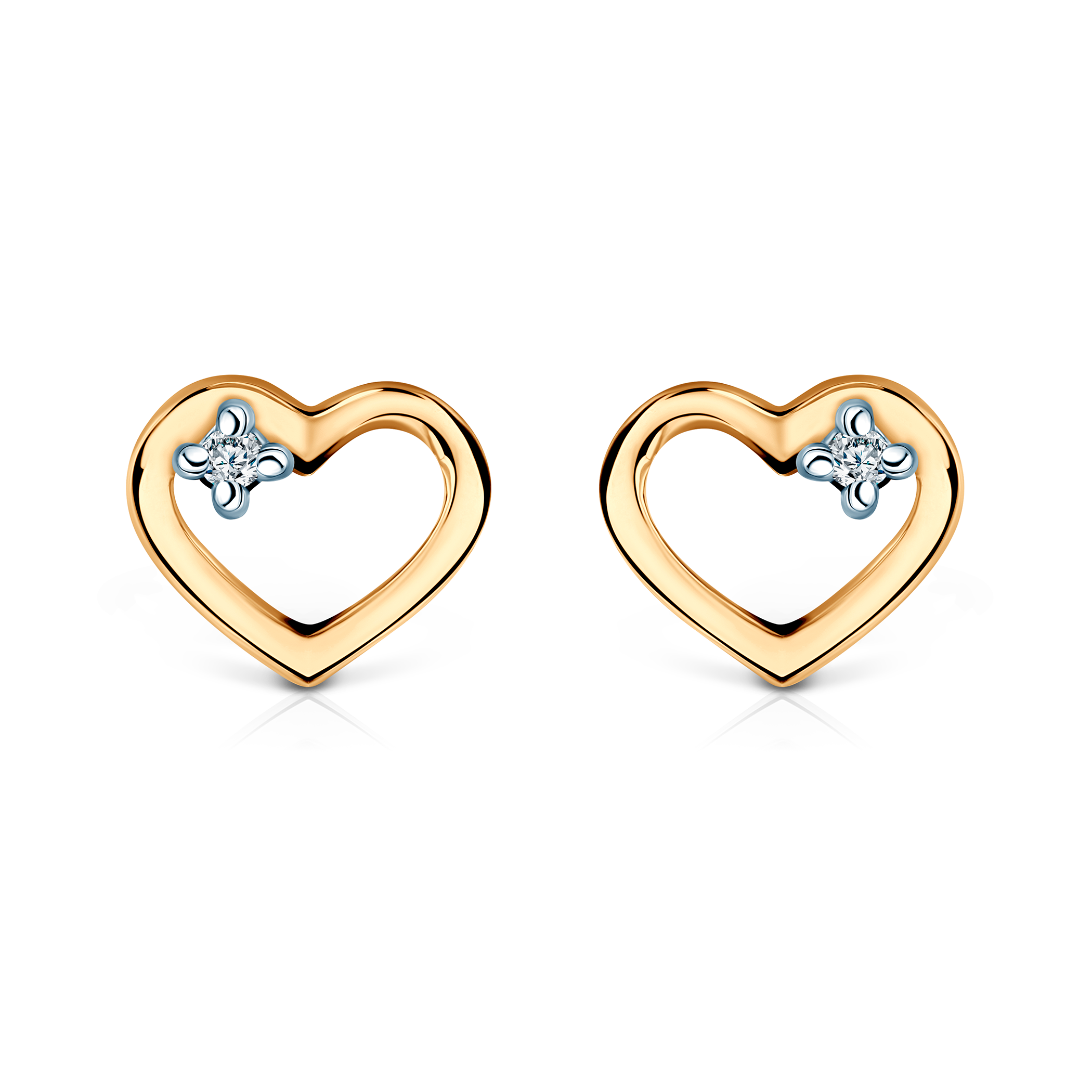 Ohrringe Savicki Herz: Gold, Diamant