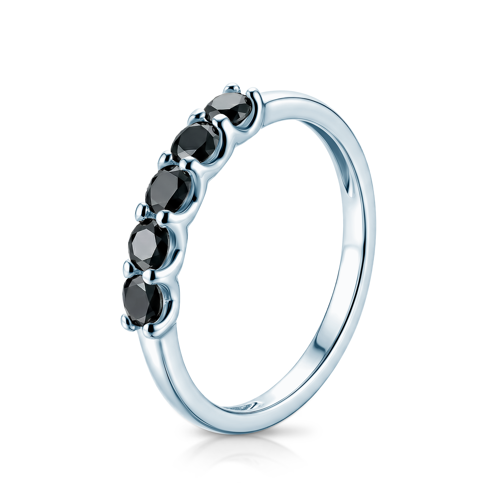 Pierścionek z białego złota z czarnymi diamentami 5x0,12ct - 3