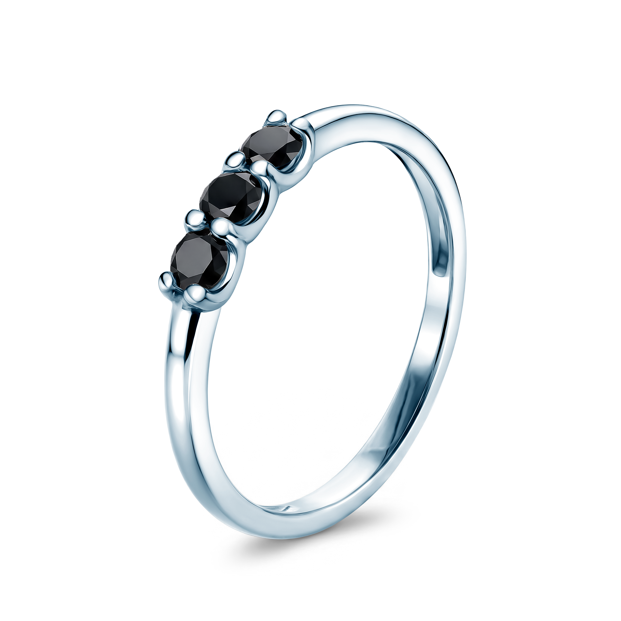 Pierścionek z białego złota z czarnymi diamentami 3x0,12ct - 3