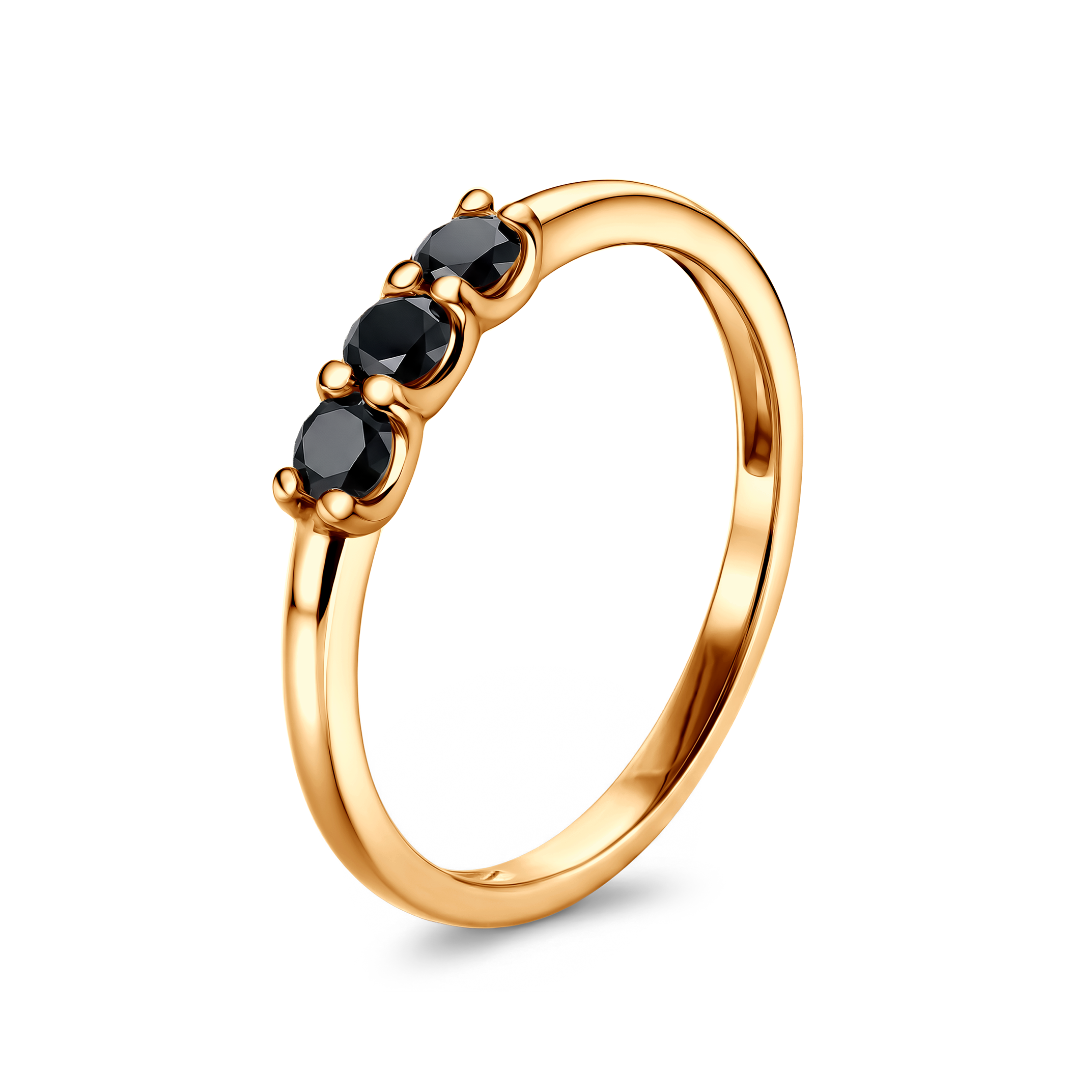 Pierścionek ze złota z czarnymi diamentami 3x0,12ct - 3