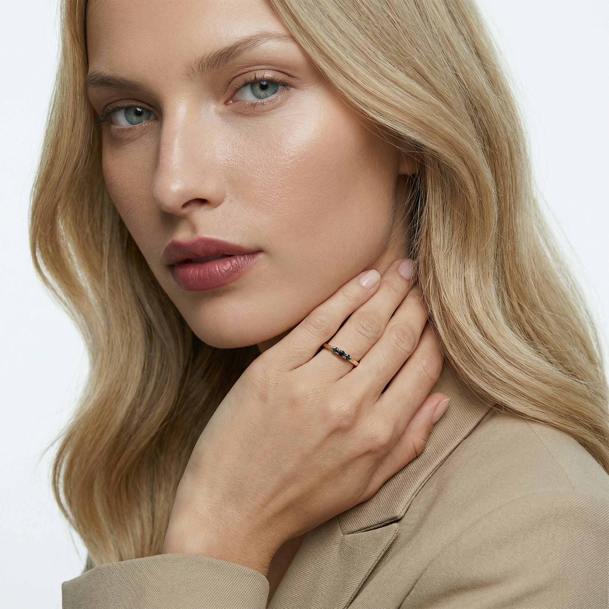 Pierścionek ze złota z czarnymi diamentami 3x0,12ct - 5