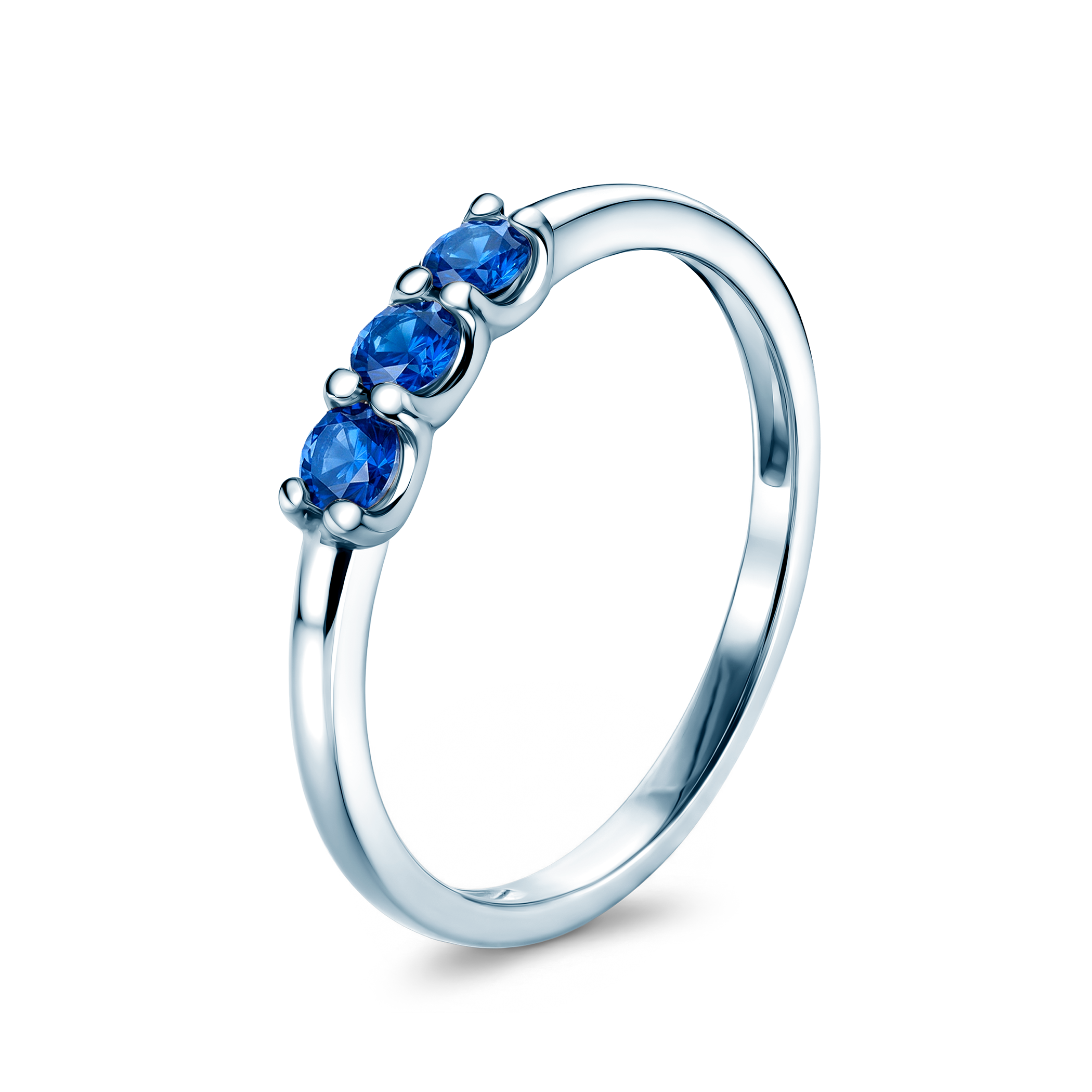 Pierścionek z białego złota z niebieskimi szafirami 3x0,15ct - 3