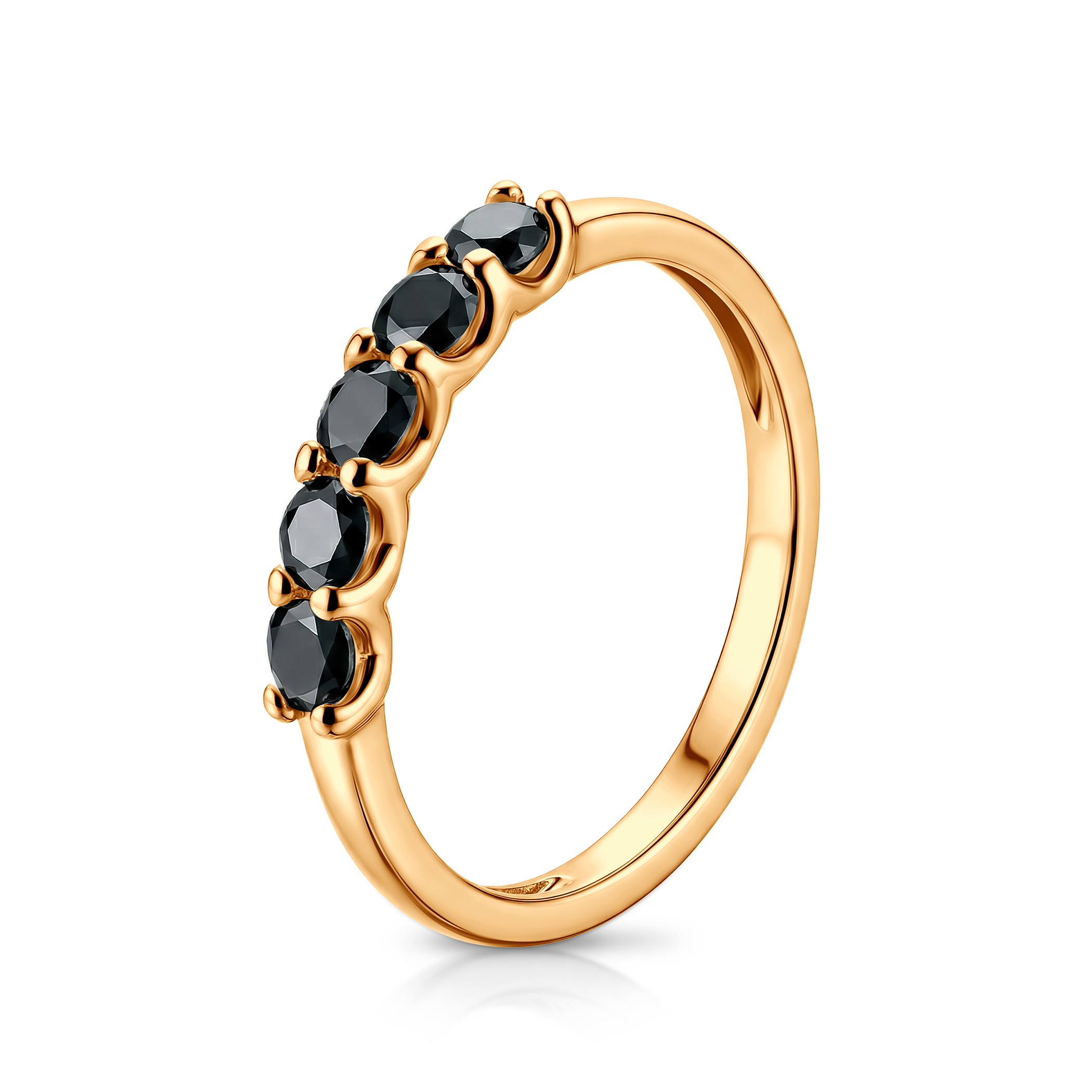 Pierścionek ze złota z czarnymi diamentami 5x0,12ct - 3