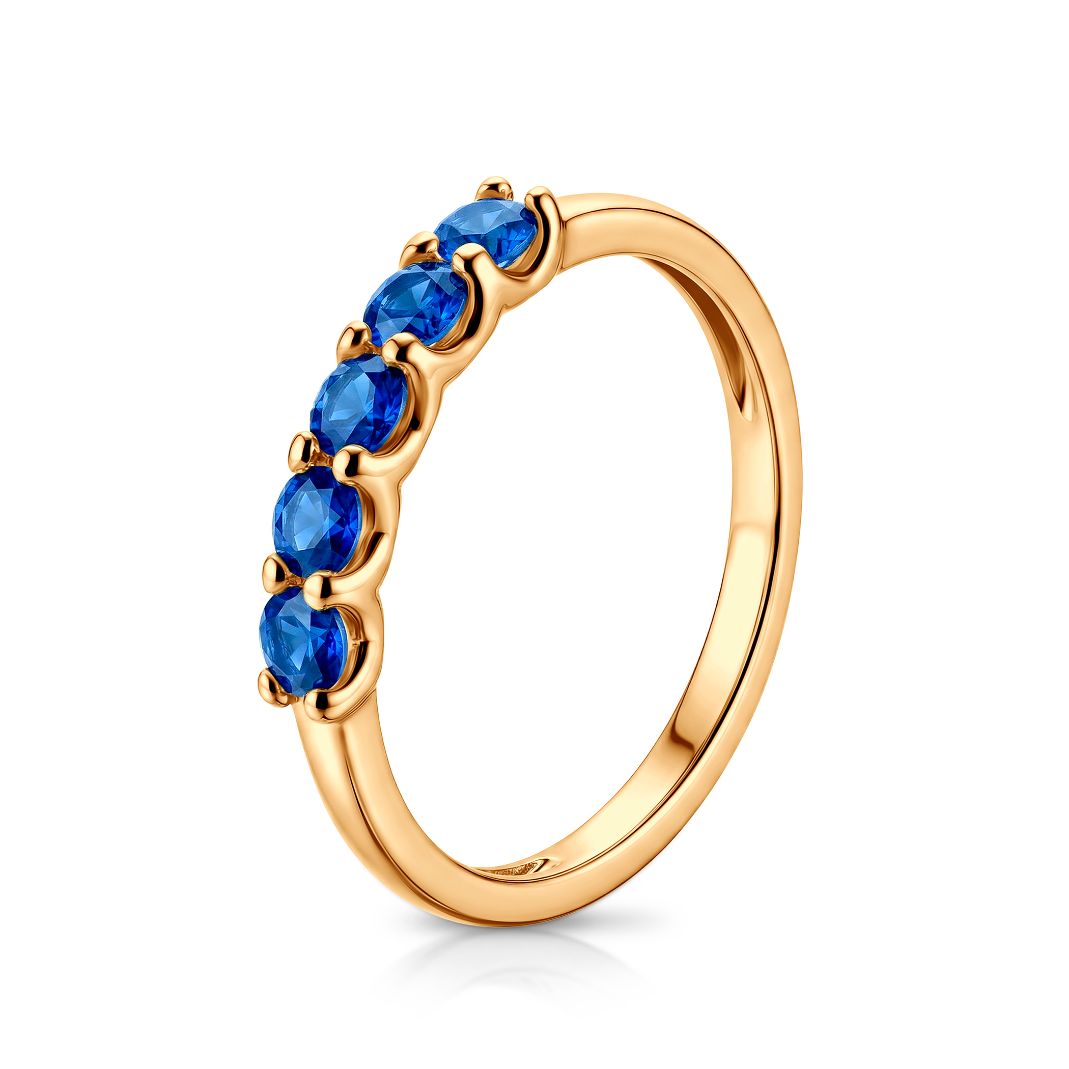 Pierścionek z żółtego złota z niebieskimi szafirami 5x0,15ct - 3