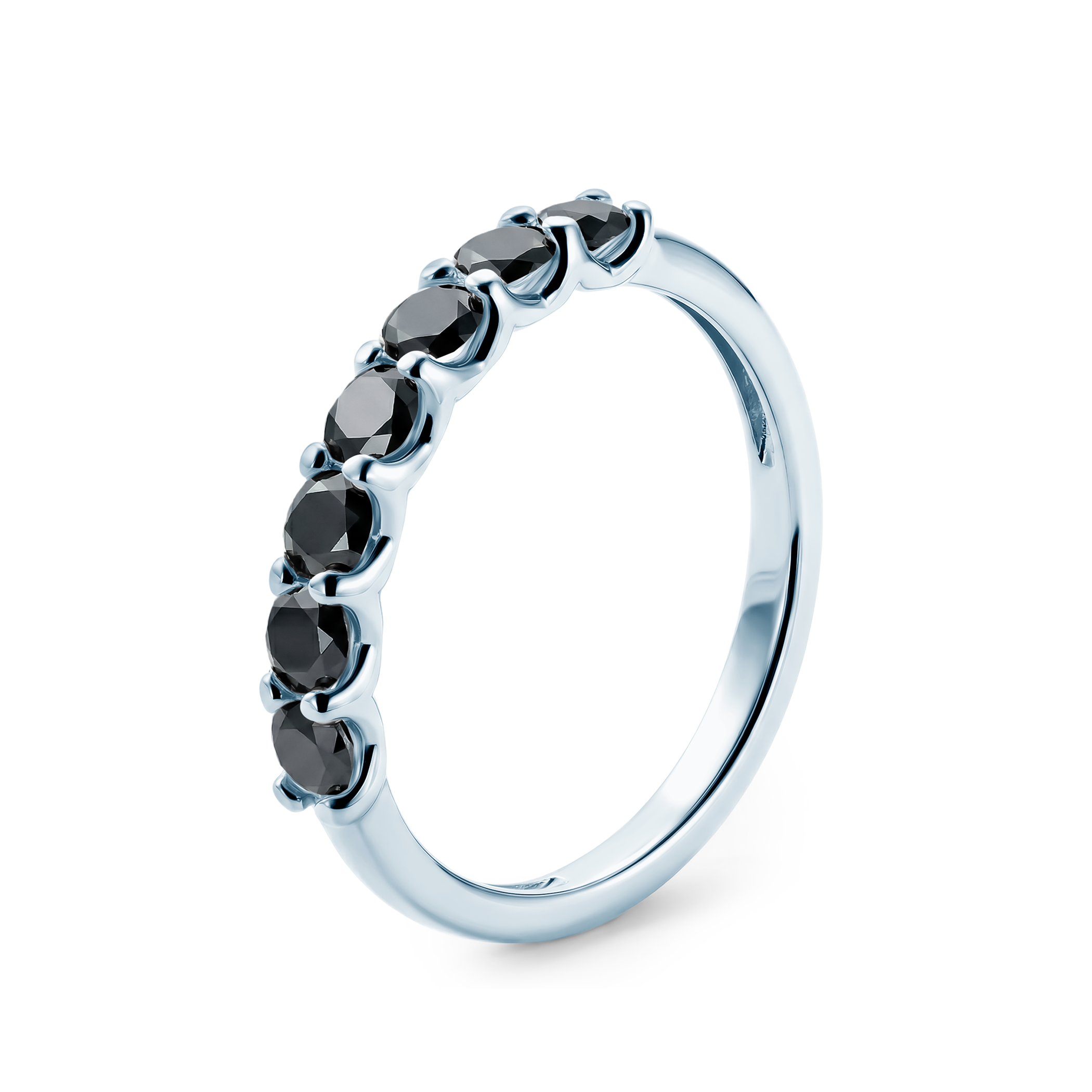 Pierścionek z białego złota z czarnymi diamentami 7x0,12ct - 3