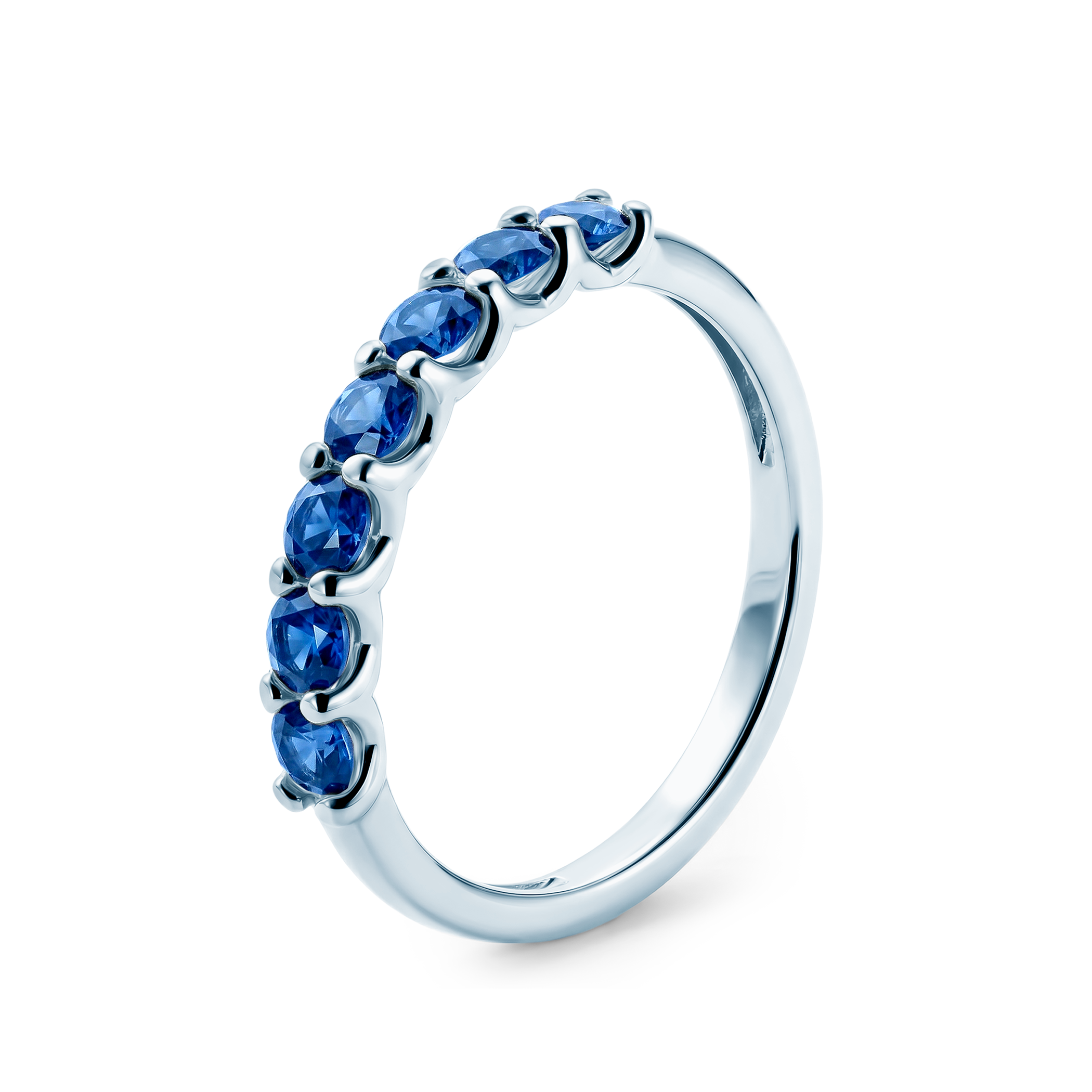 Pierścionek z białego złota z niebieskimi szafirami 7x0,15ct - 3