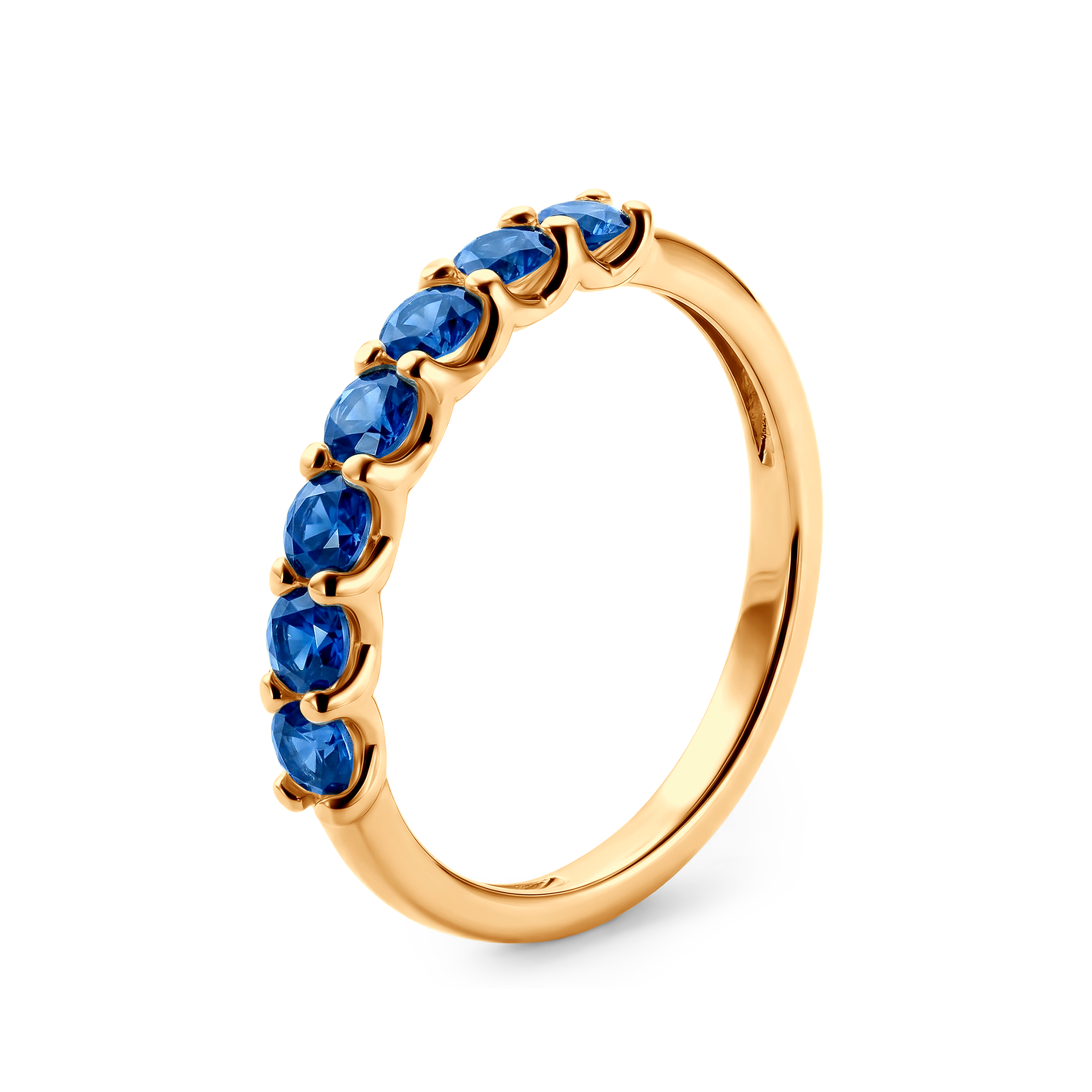 Pierścionek z żółtego złota z niebieskimi szafirami 7x0,15ct - 3