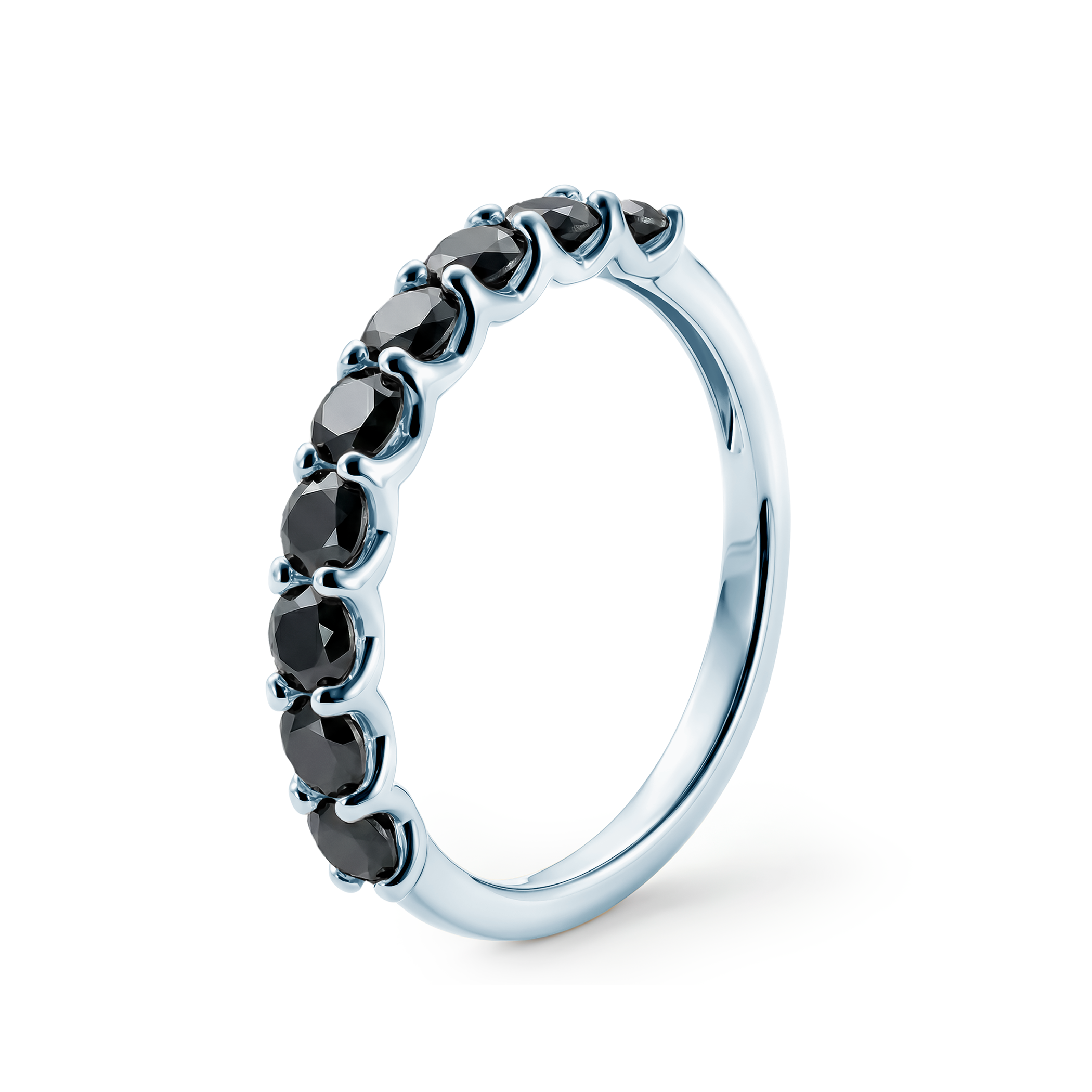 Pierścionek z białego złota z czarnymi diamentami 9x0,12ct - 3