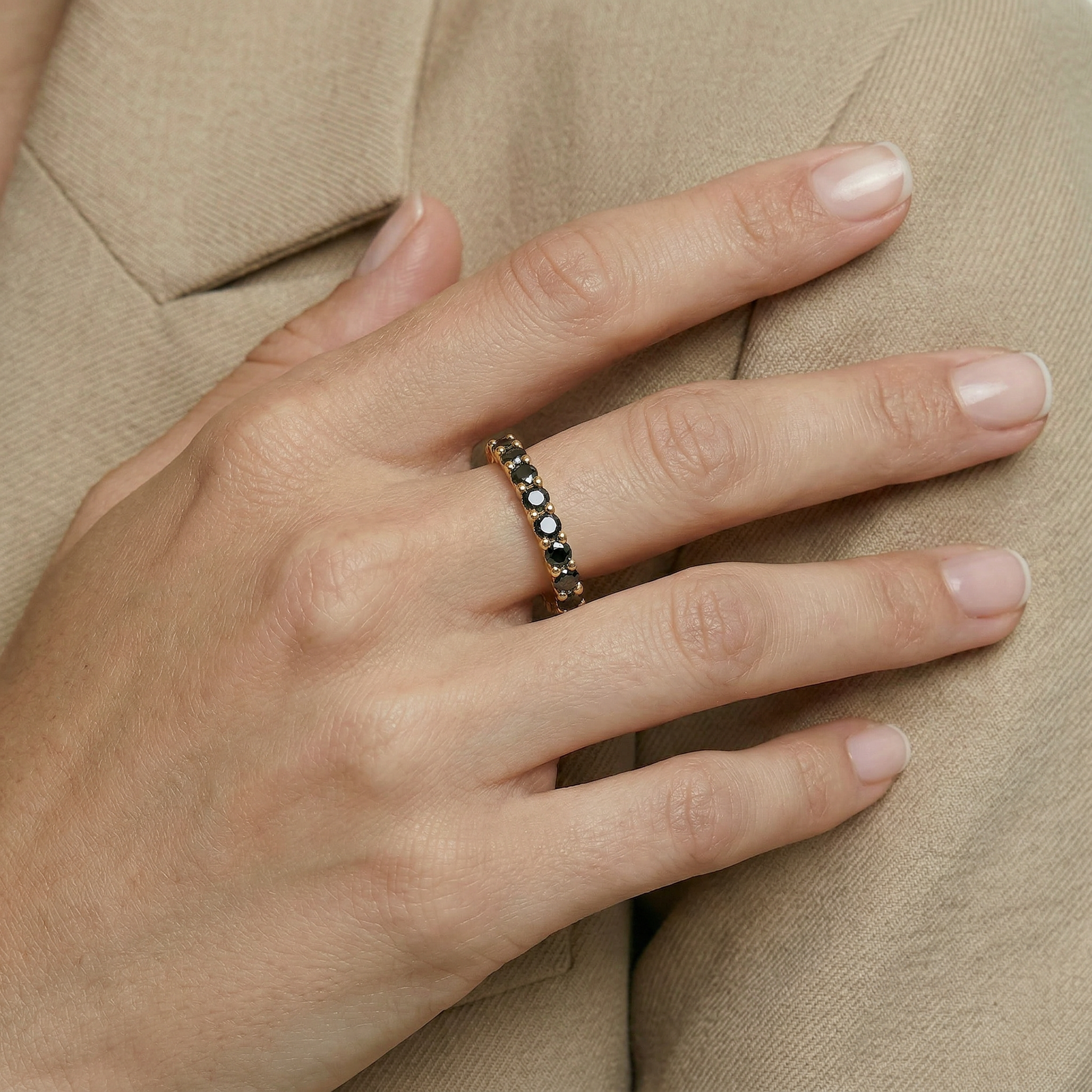 Pierścionek ze złota z czarnymi diamentami 9x0,12ct - 6