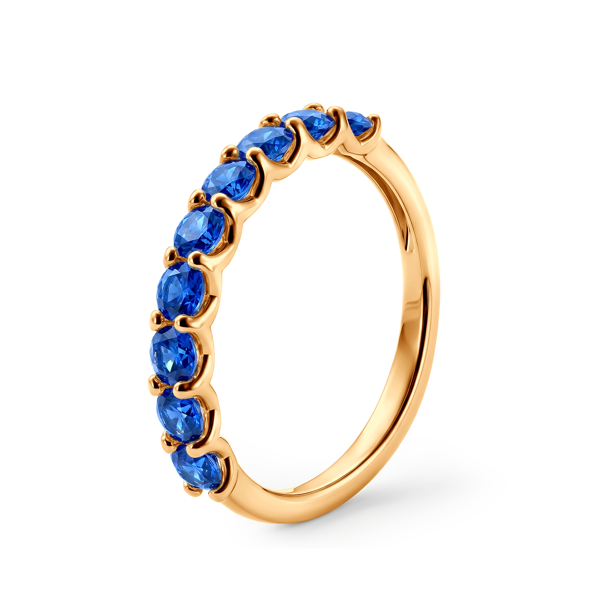 Pierścionek z żółtego złota z niebieskimi szafirami 9x0,15ct - 3