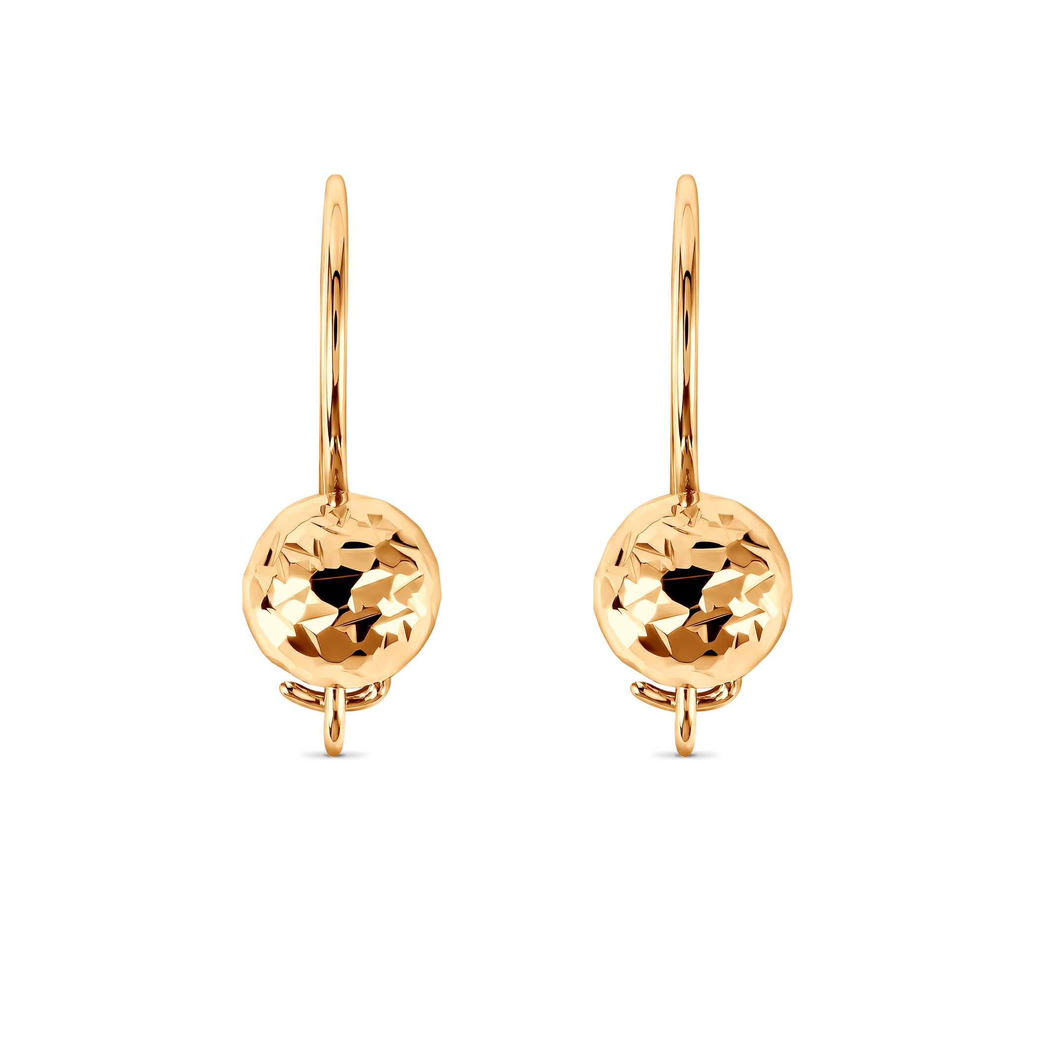 Kolczyki  Savicki: złote diamentowane kulki - 3