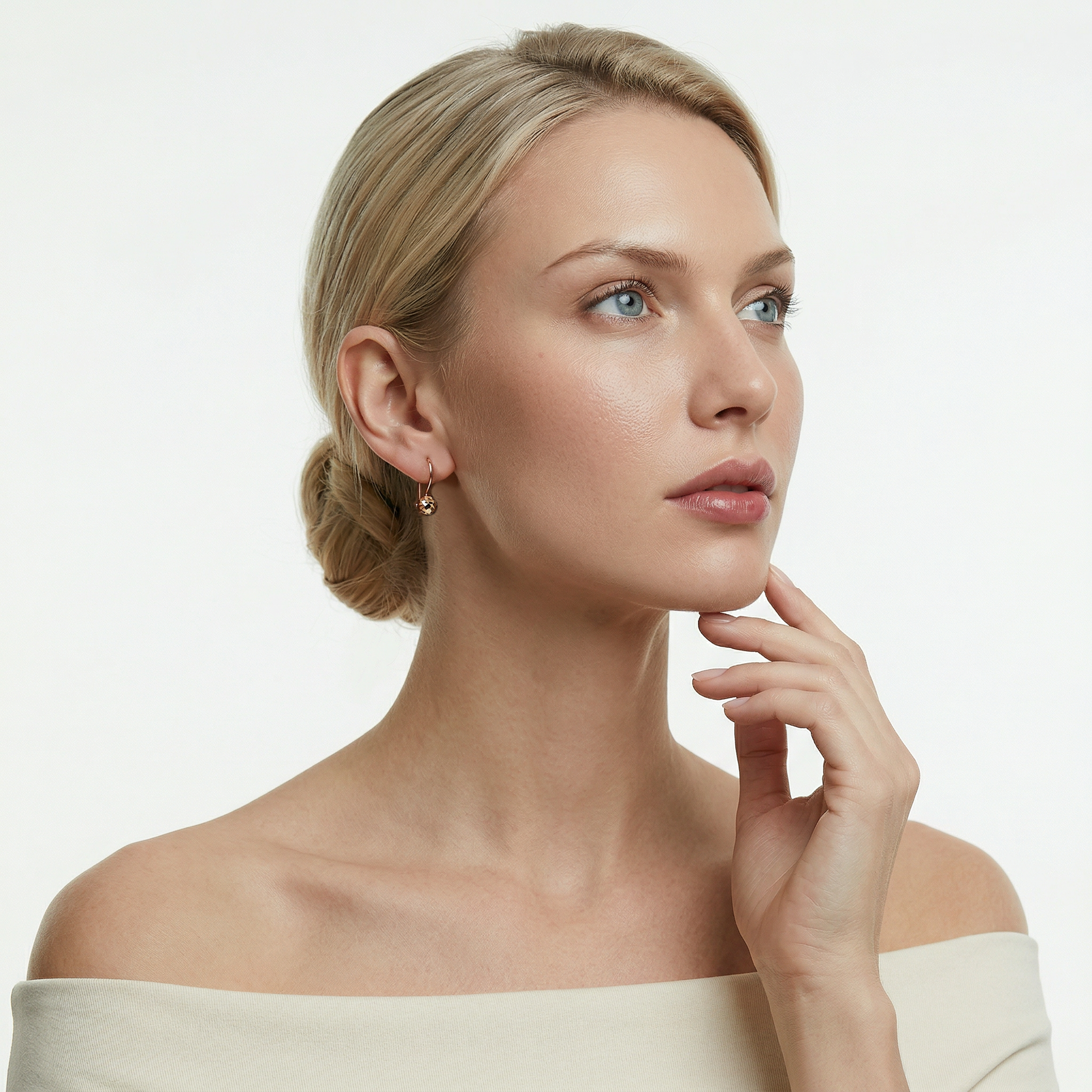 Kolczyki  Savicki: złote diamentowane kulki - 4