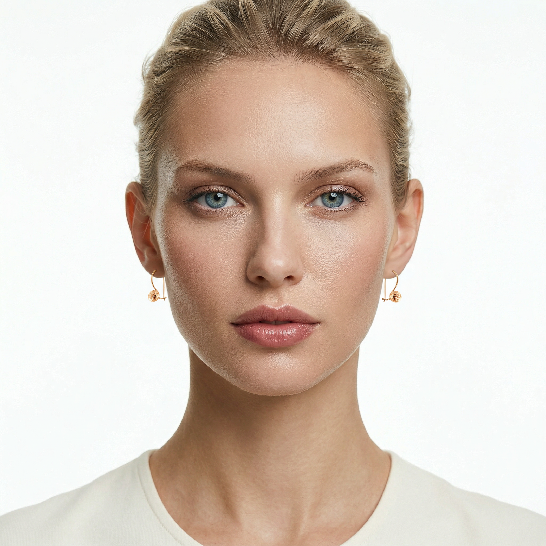 Kolczyki  Savicki: złote diamentowane kulki - 5