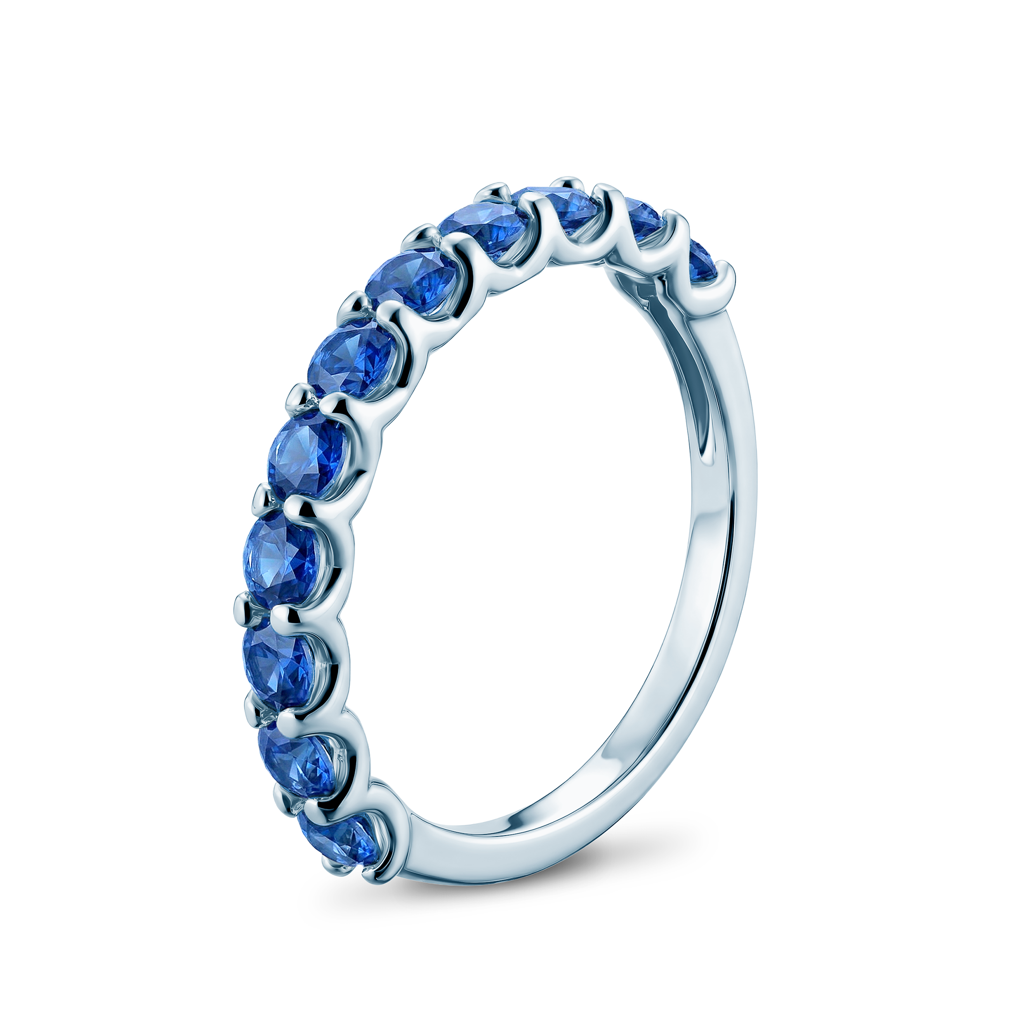 Pierścionek z białego złota z niebieskimi szafirami 11x0,15ct - 3