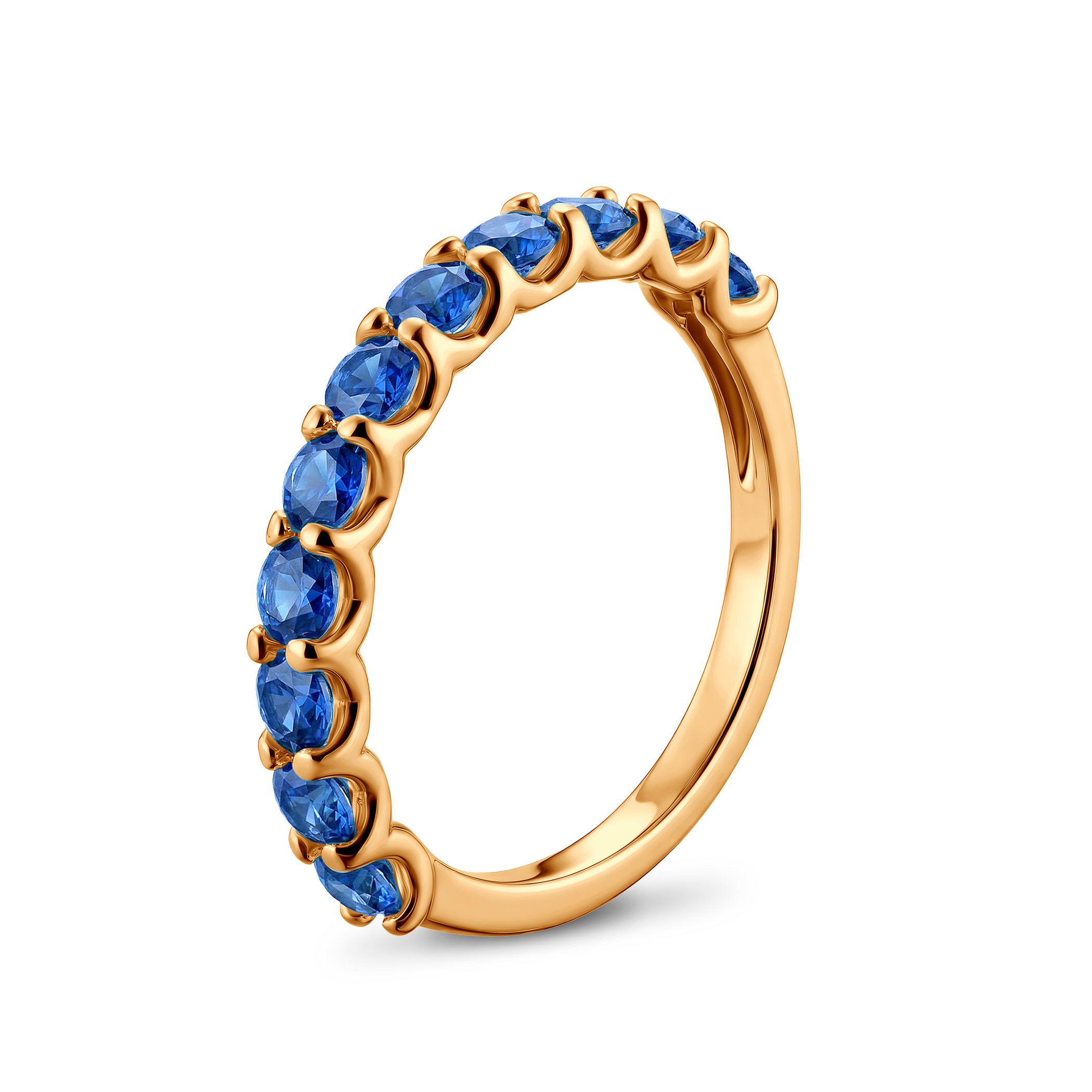 Pierścionek z żółtego złota z niebieskimi szafirami 11x0,15ct - 3