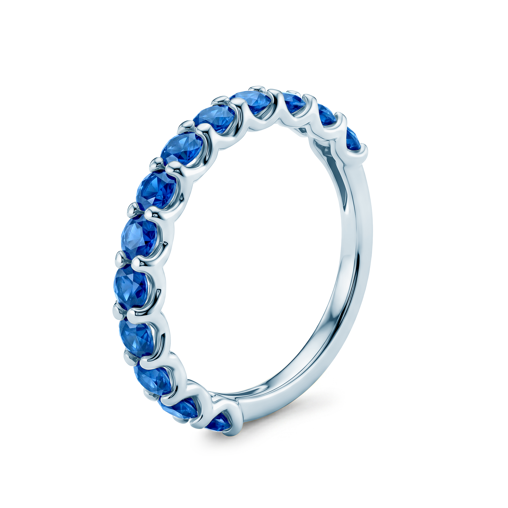 Pierścionek z białego złota z niebieskimi szafirami 13x0,15ct - 3