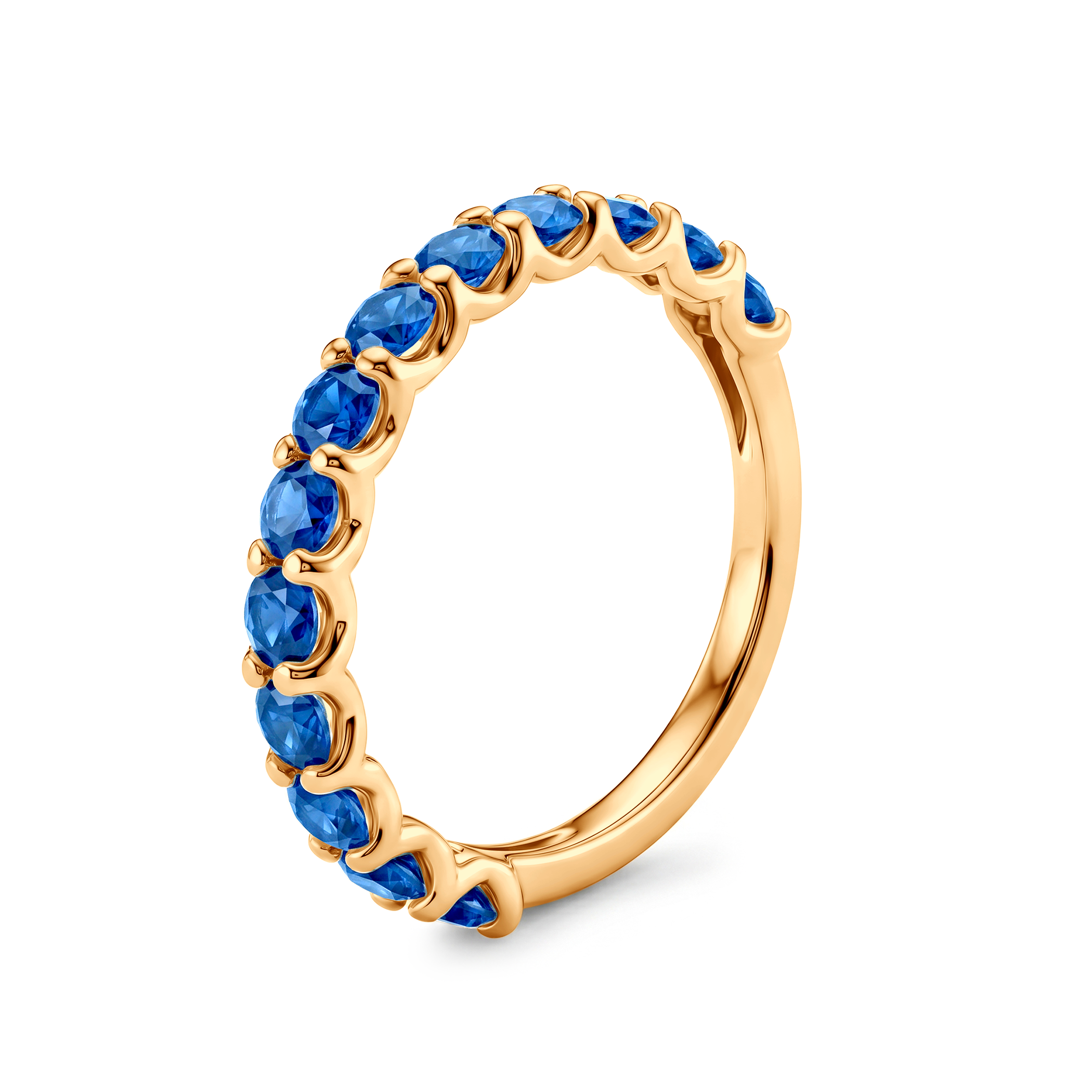 Pierścionek z żółtego złota z niebieskimi szafirami 13x0,15ct - 3