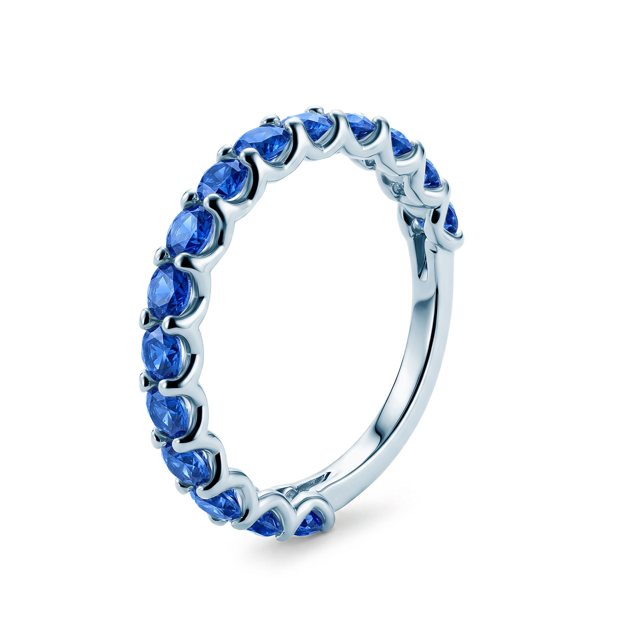 Pierścionek z białego złota z niebieskimi szafirami 15x0,15ct - 3