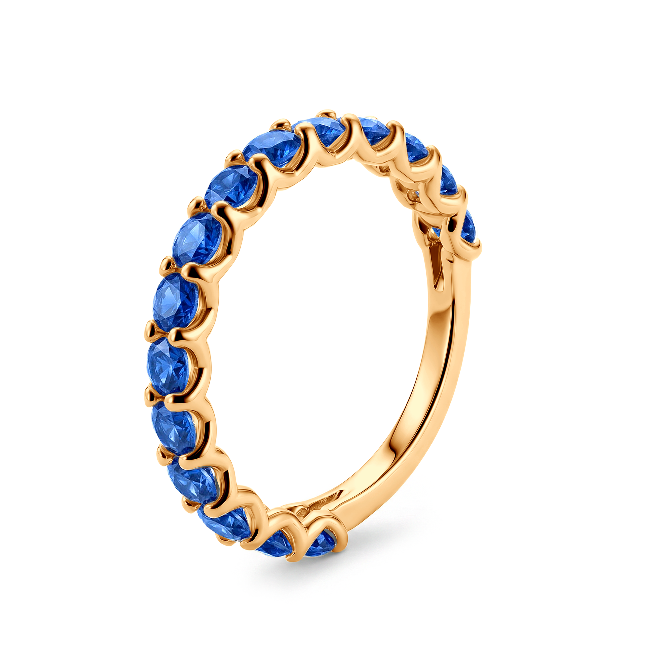 Pierścionek z żółtego złota z niebieskimi szafirami 15x0,15ct - 3