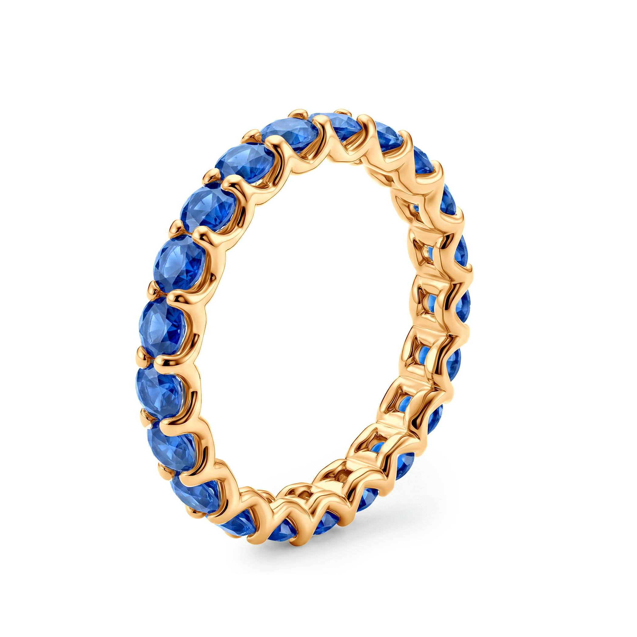 Pierścionek z żółtego złota z niebieskimi szafirami 21x0,15ct - 3