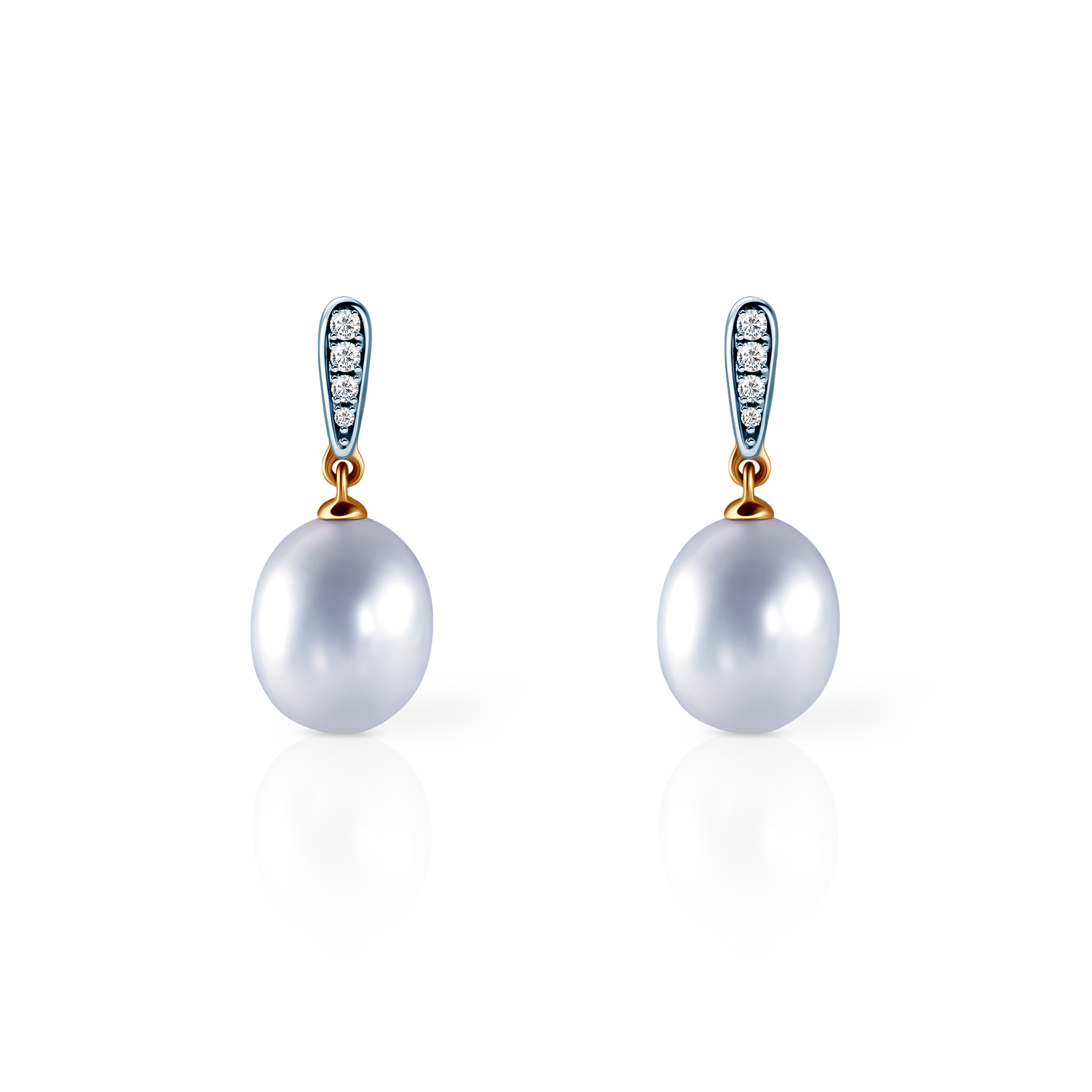 Earrings Savicki: gold, pearl, diamonds