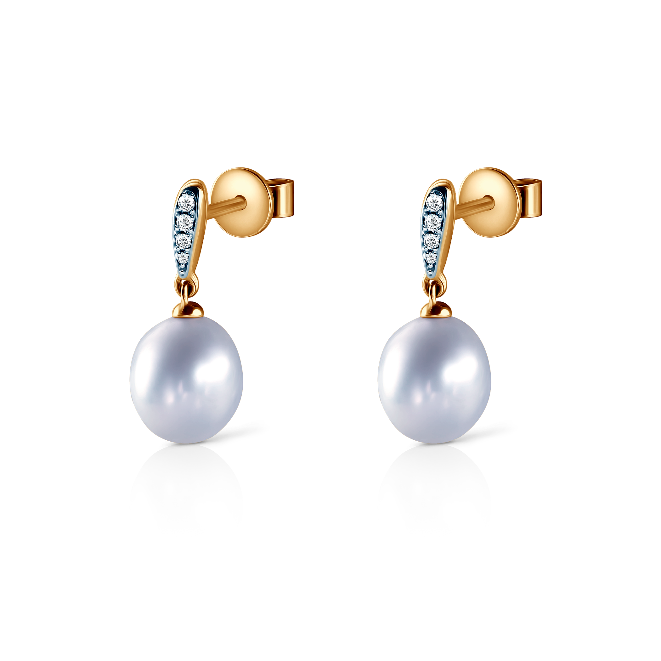 SAVICKI earrings: gold, pearl, diamonds - 3