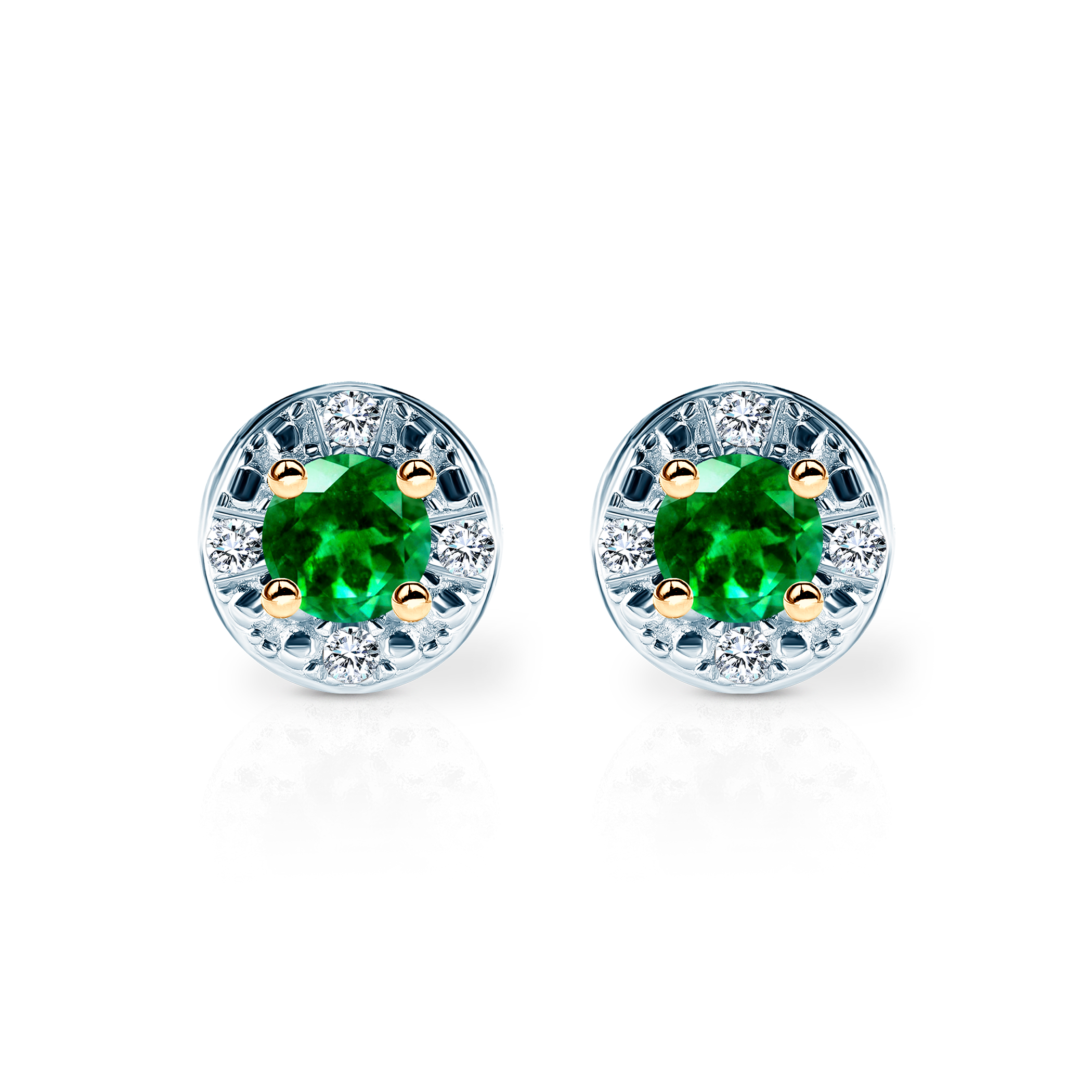 Kolczyki Savicki: złote, diamenty, szmaragdy