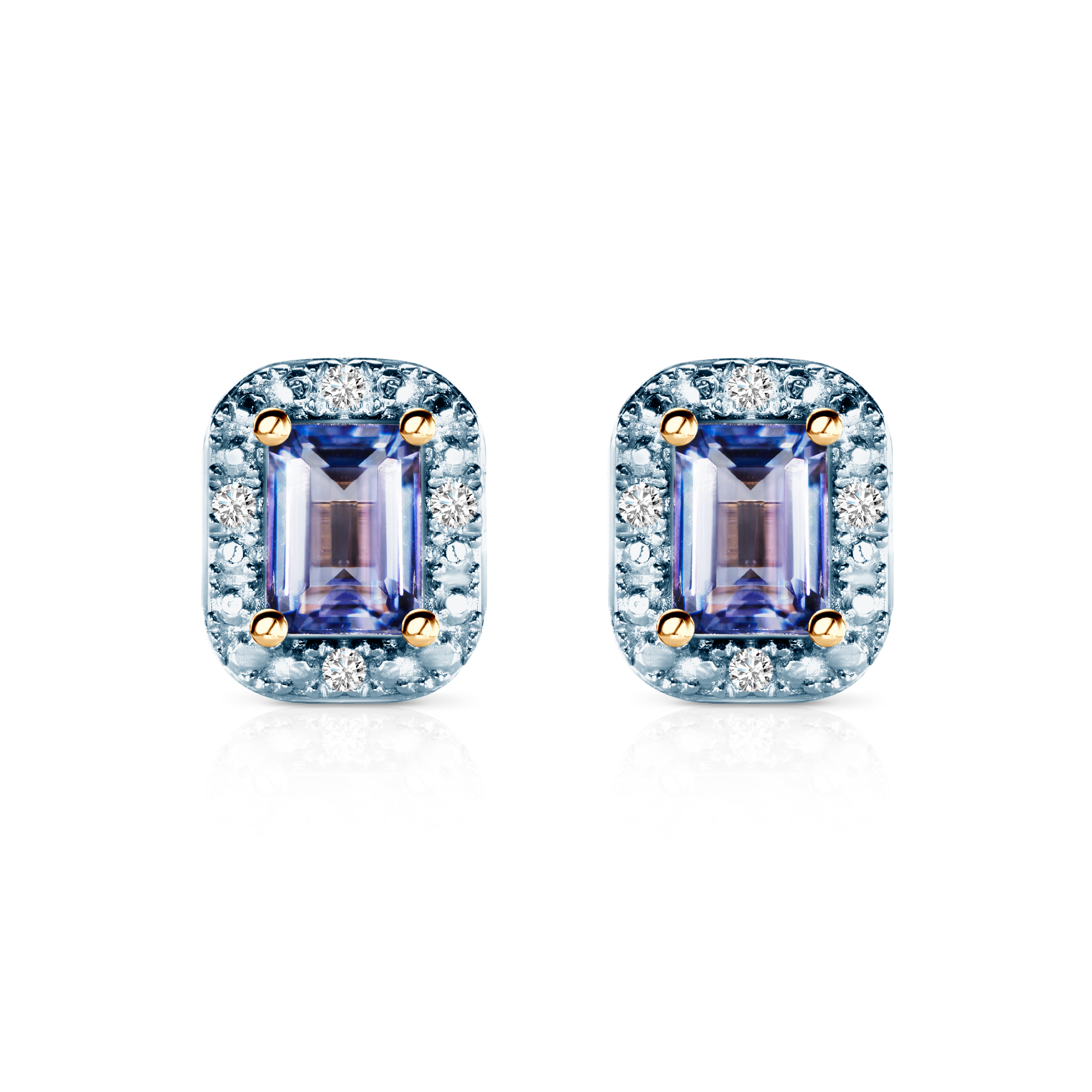 Kolczyki Savicki: dwukolorowe złoto, diamenty, tanzanity