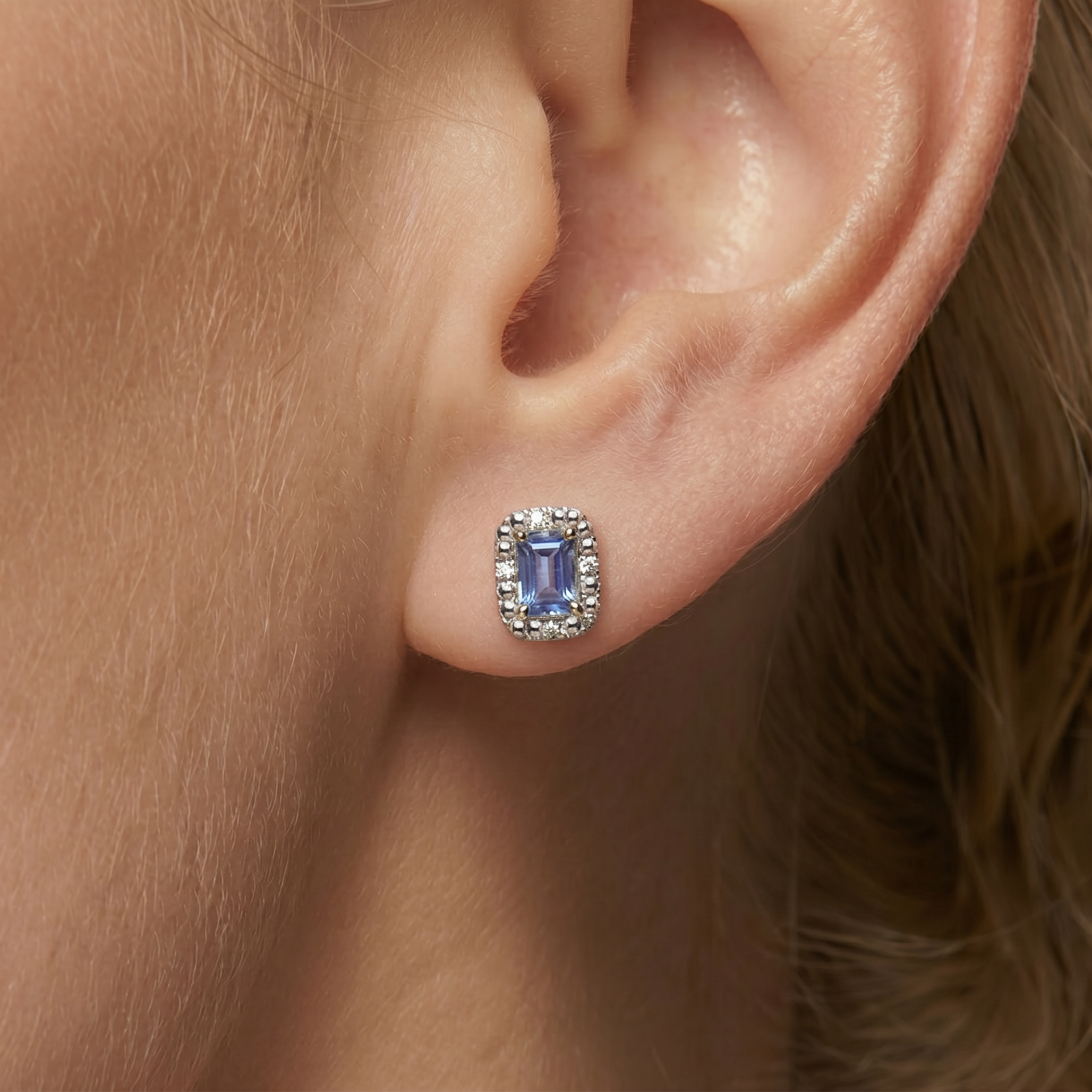 Kolczyki Savicki: dwukolorowe złoto, diamenty, tanzanity - 5