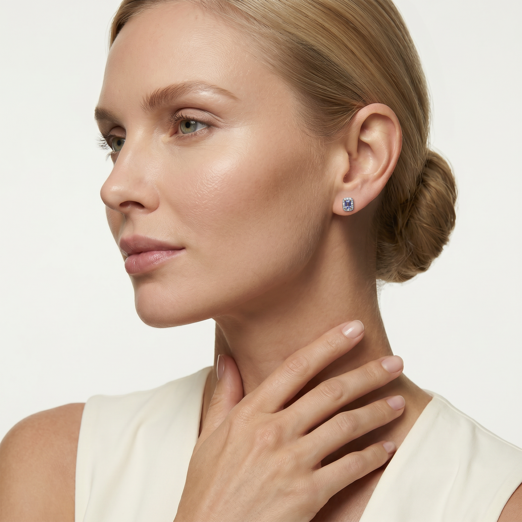 Kolczyki Savicki: dwukolorowe złoto, diamenty, tanzanity - 6