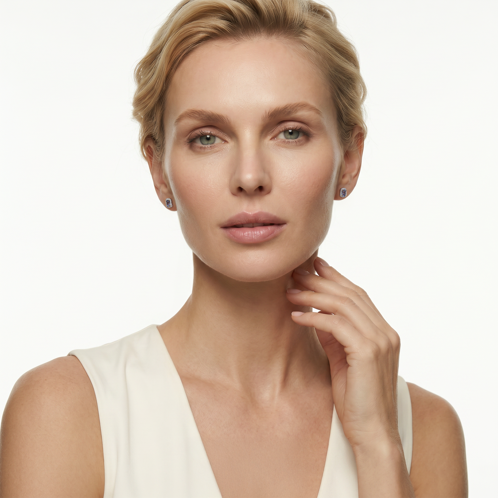 Kolczyki Savicki: dwukolorowe złoto, diamenty, tanzanity - 7