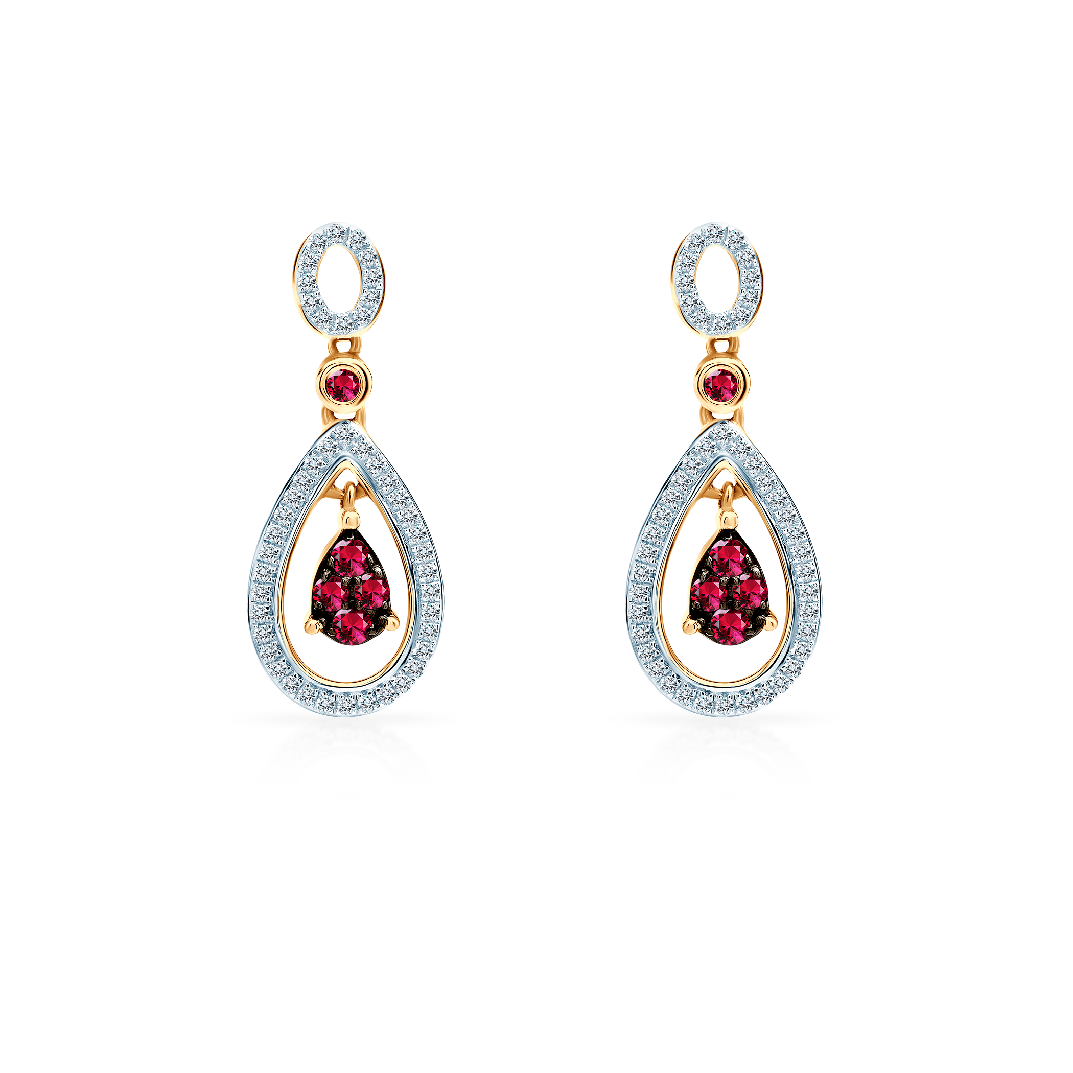 Ohrringe Savicki: Gold, Rubine, Diamanten