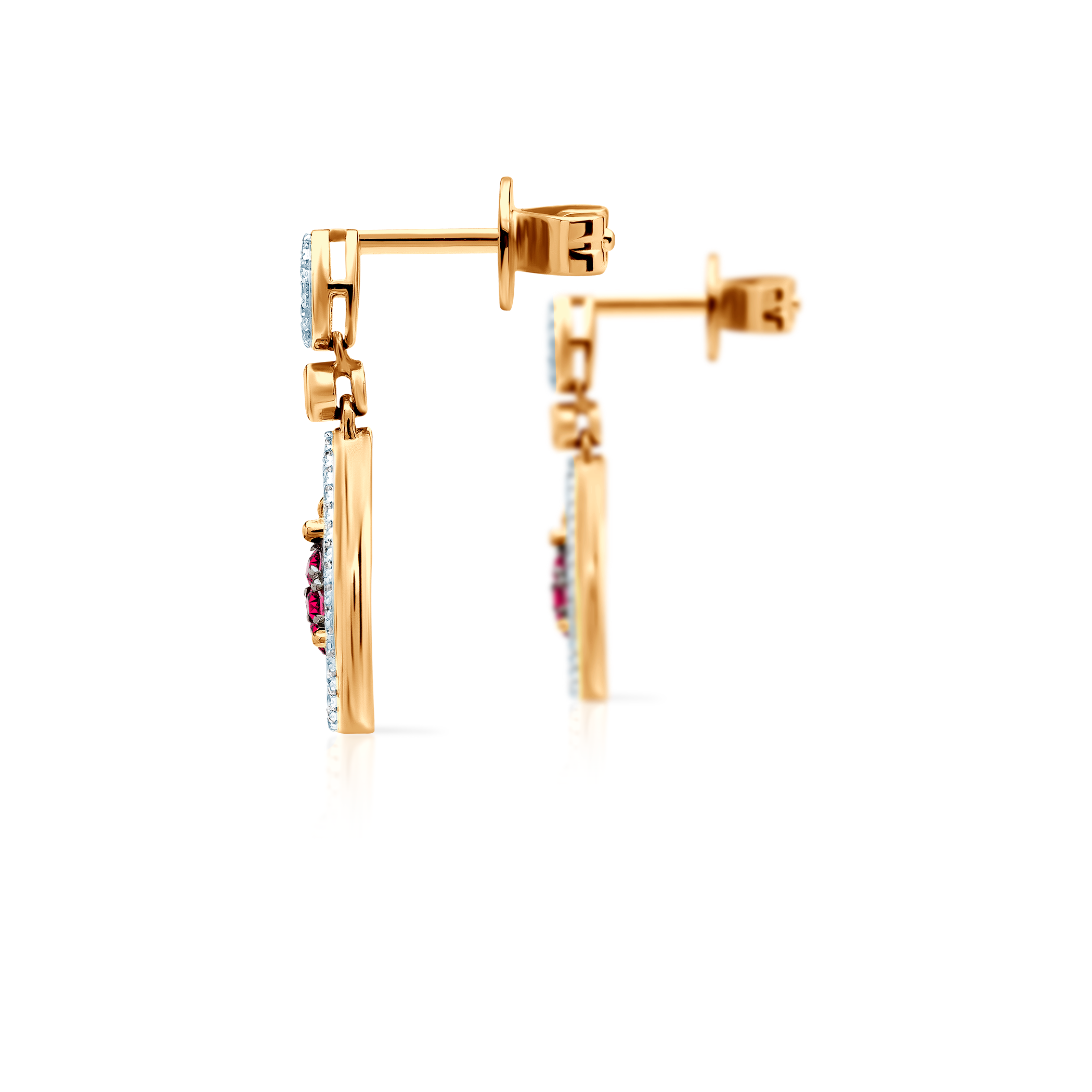 Kolczyki Savicki: złote, rubiny, diamenty - 4