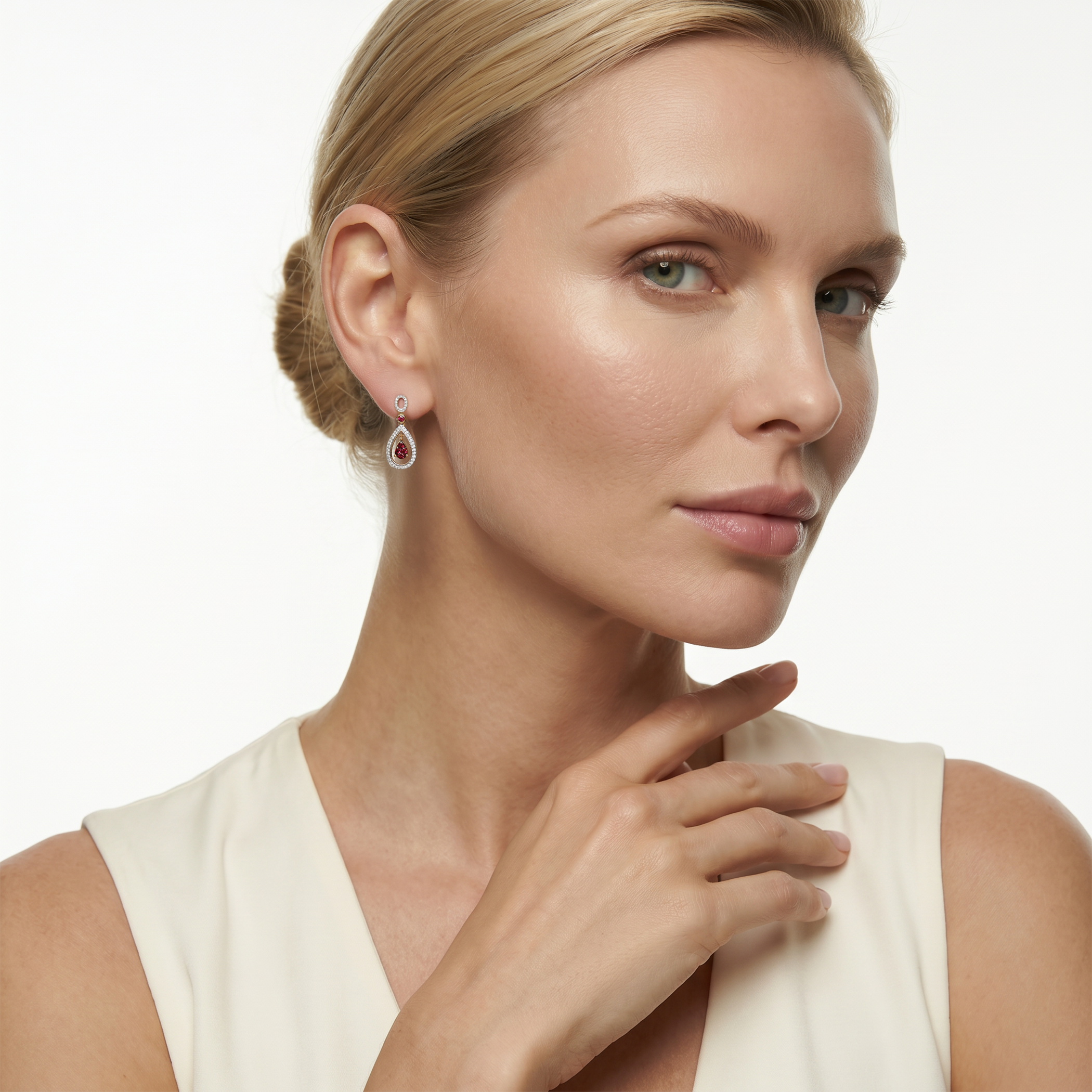 Kolczyki Savicki: złote, rubiny, diamenty - 5