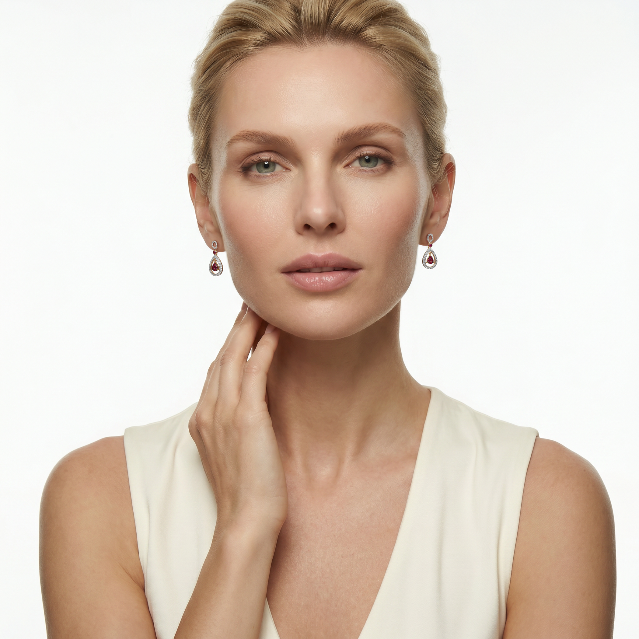 Kolczyki Savicki: złote, rubiny, diamenty - 7