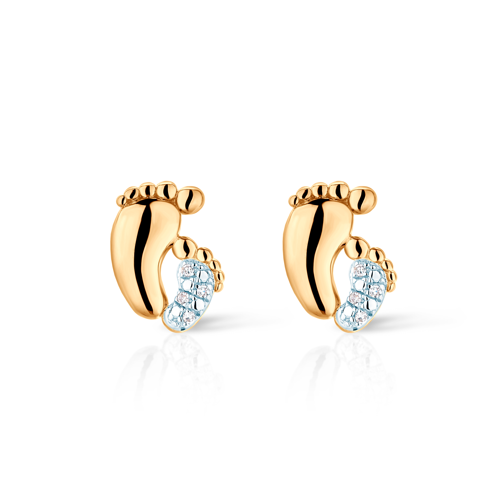 Kolczyki stópki Savicki: złote, diamenty