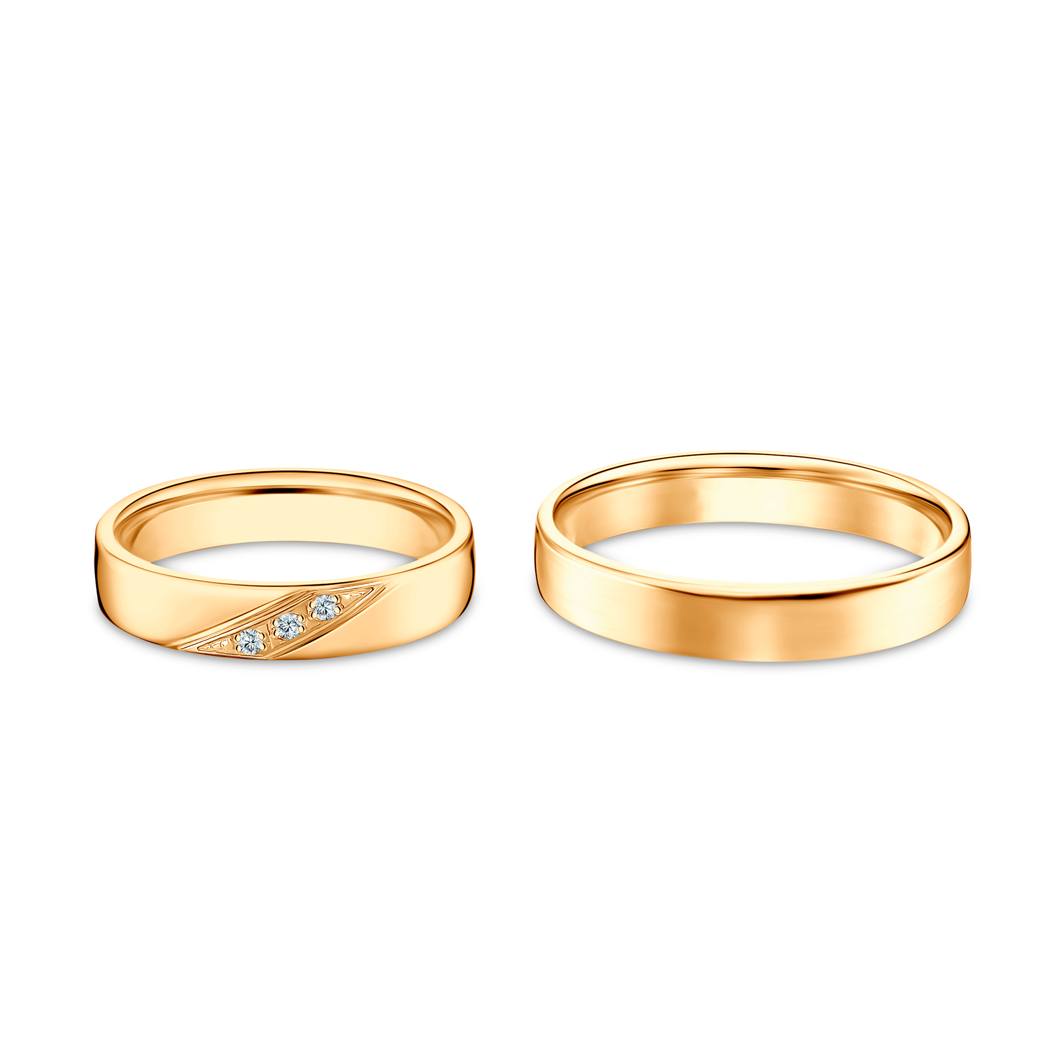 Obrączki ślubne: żółte złoto, półokrągłe, 4 mm